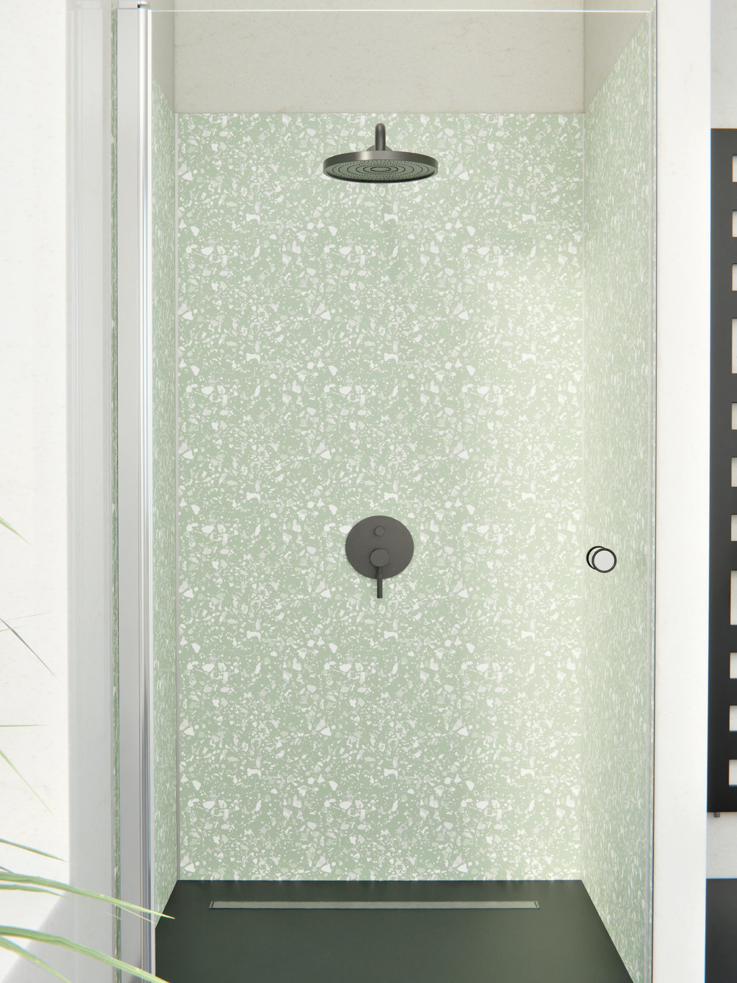 Duschrückwand - Pietre - Terrazzo - Salvia