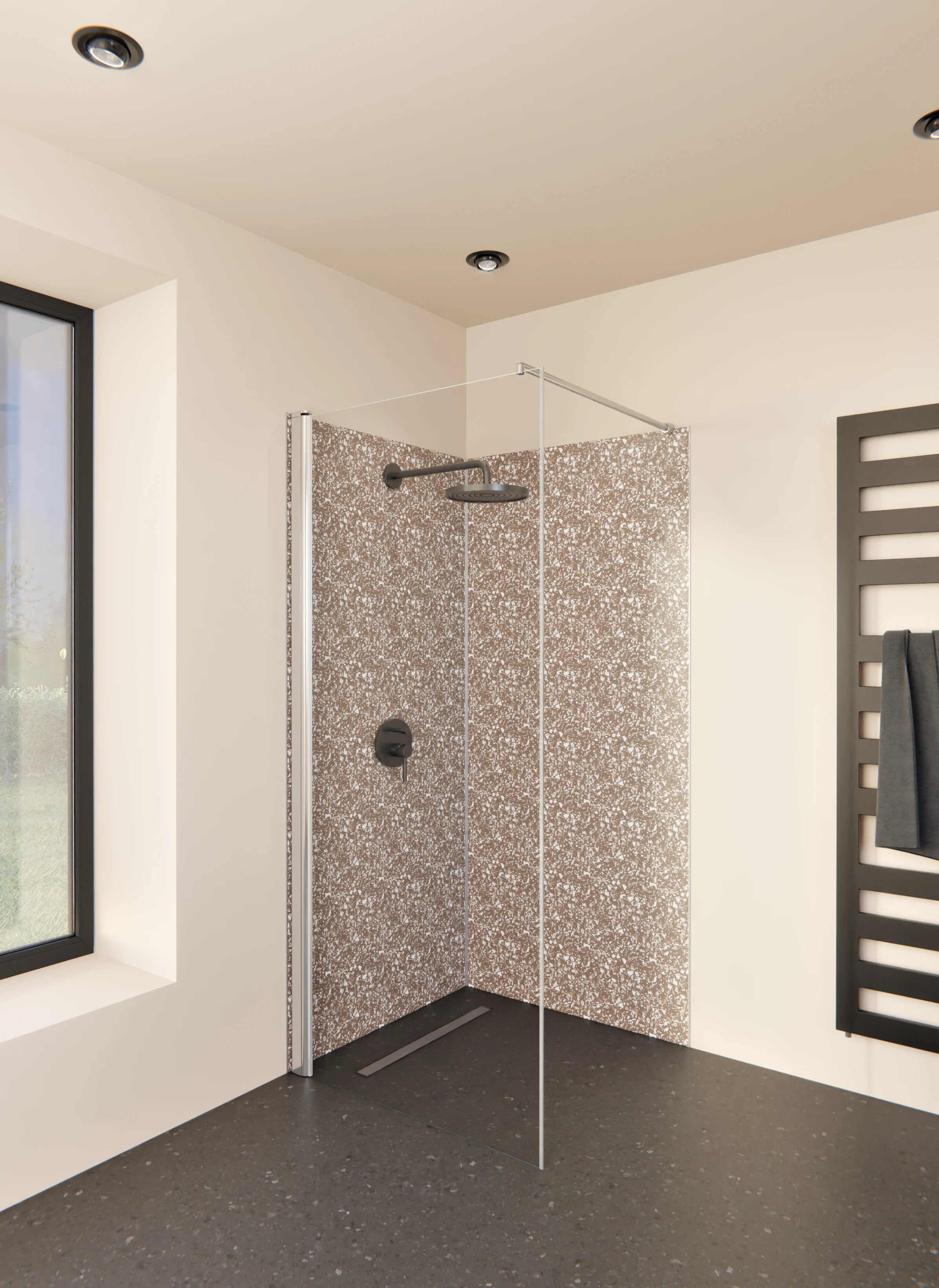 Duschrückwand - Pietre - Terrazzo - Sigaro