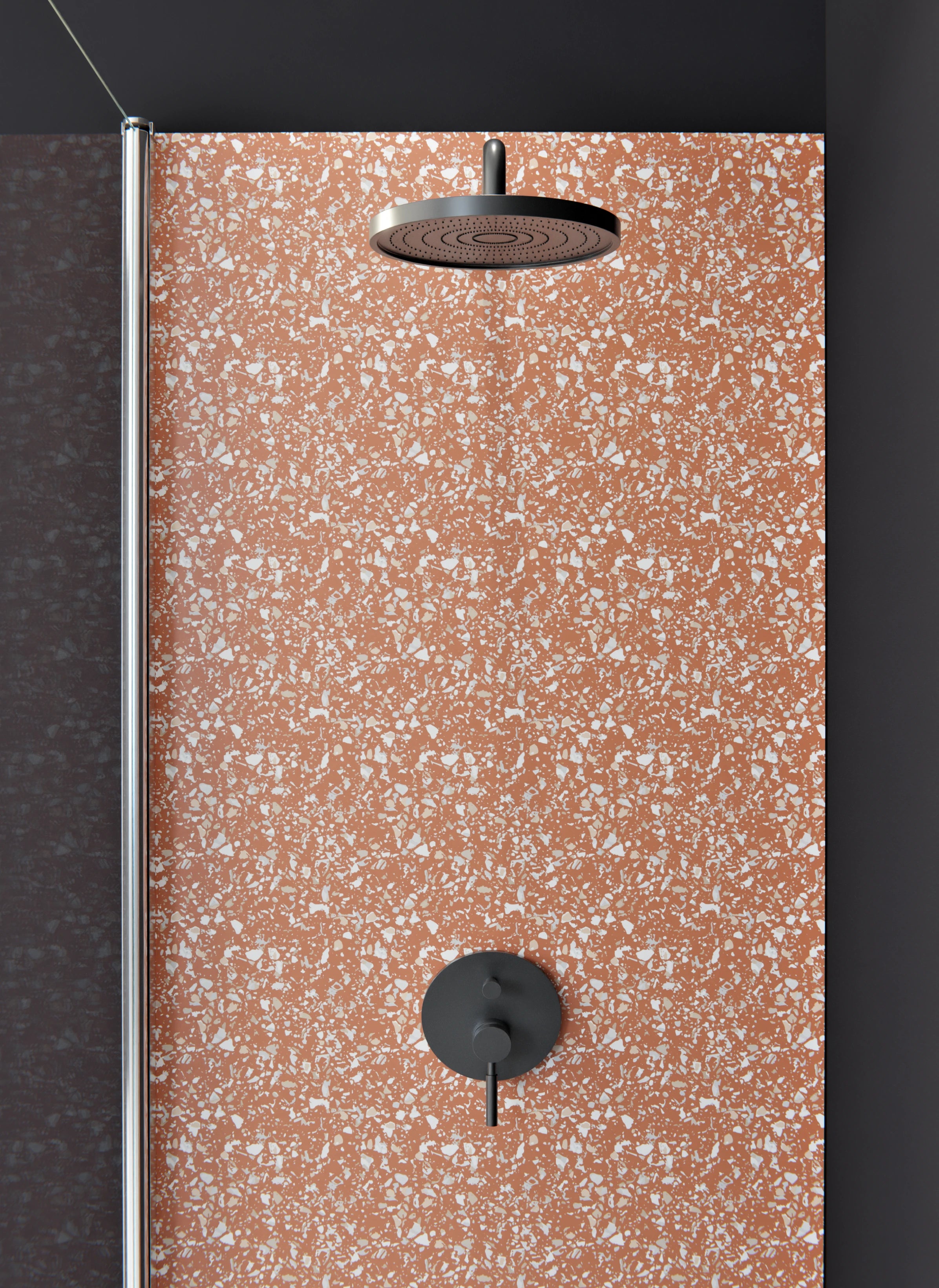 Duschrückwand - Pietre - Terrazzo - Terracotta