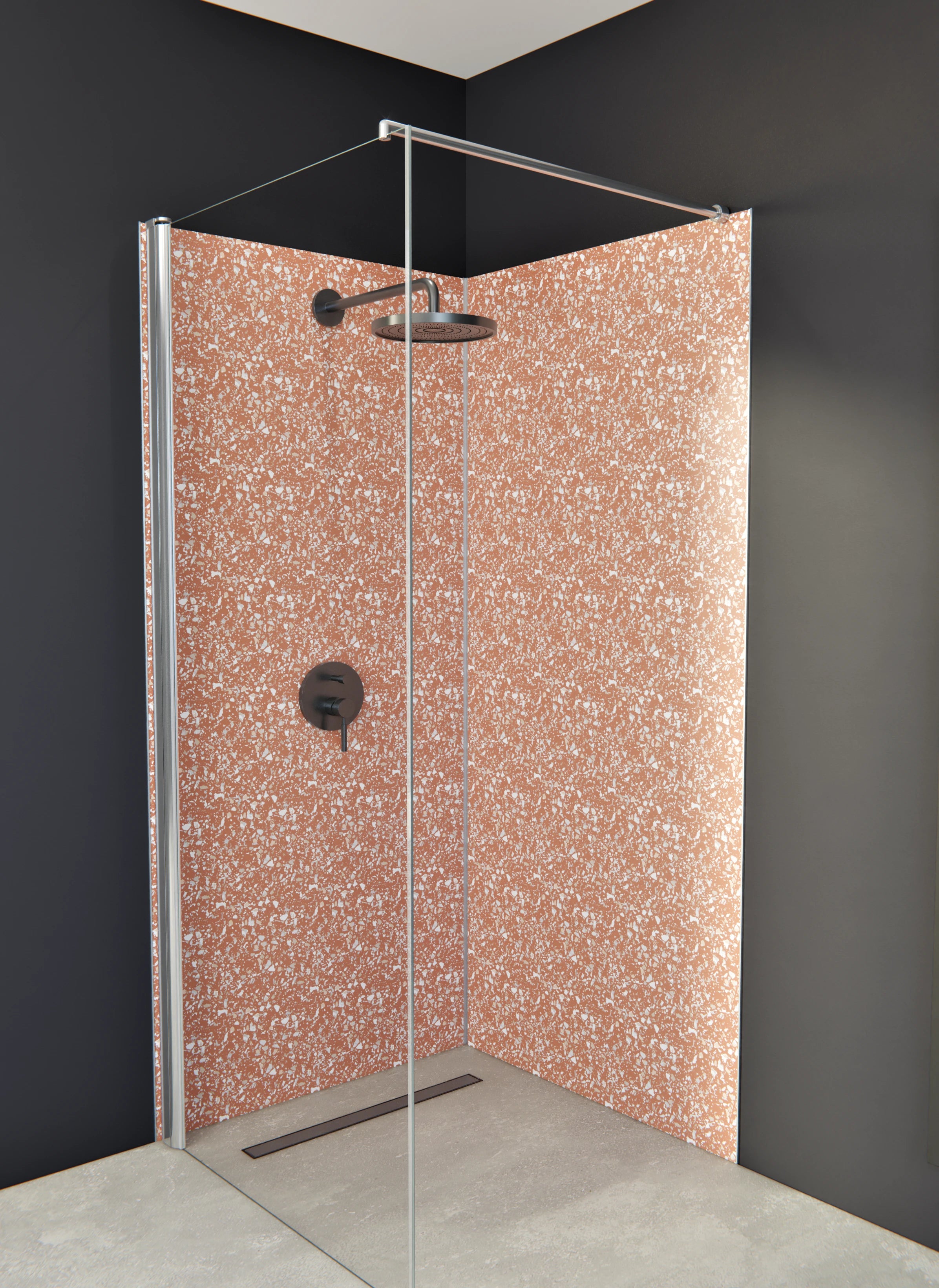 Duschrückwand - Pietre - Terrazzo - Terracotta
