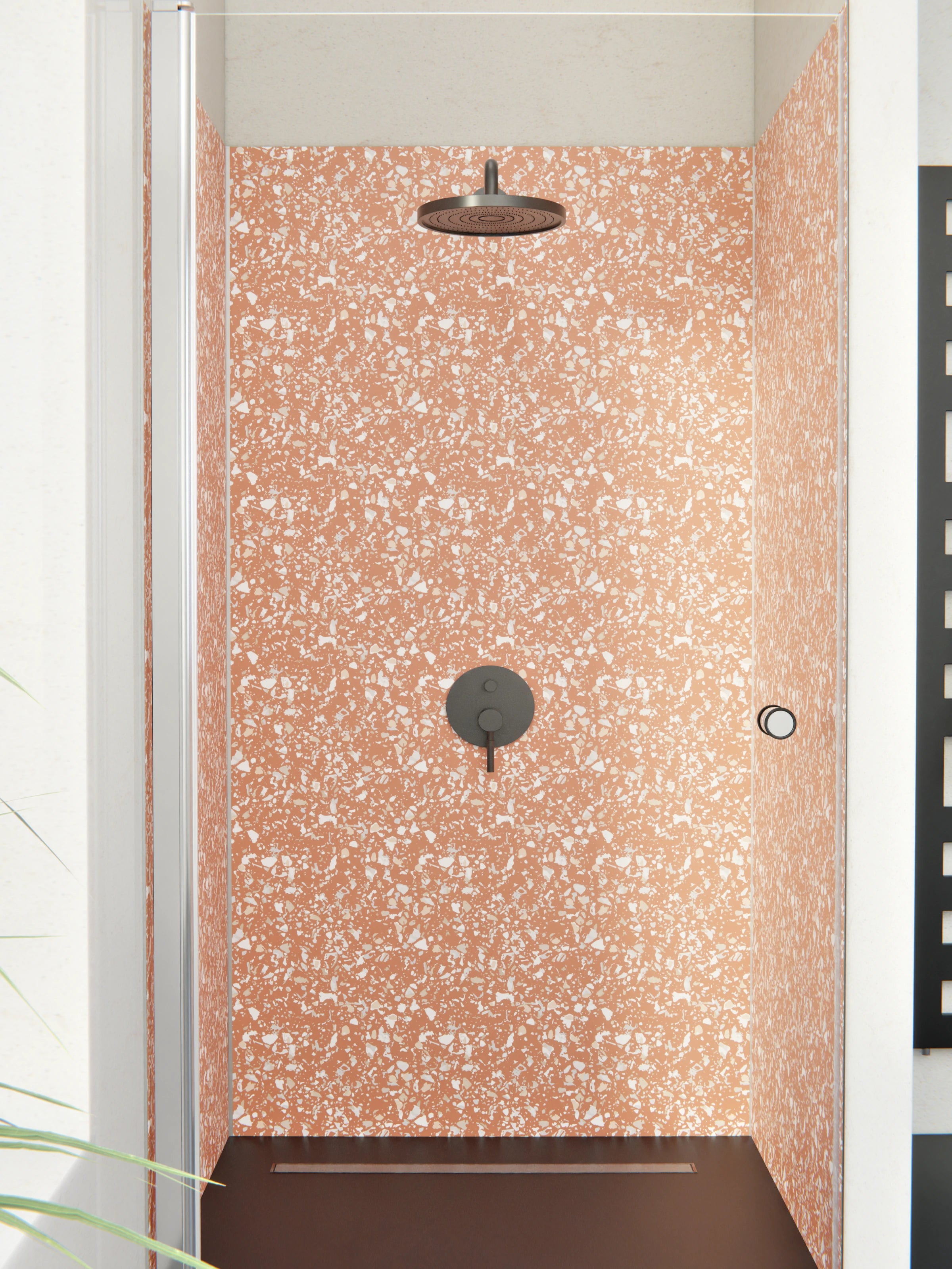 Duschrückwand - Pietre - Terrazzo - Terracotta