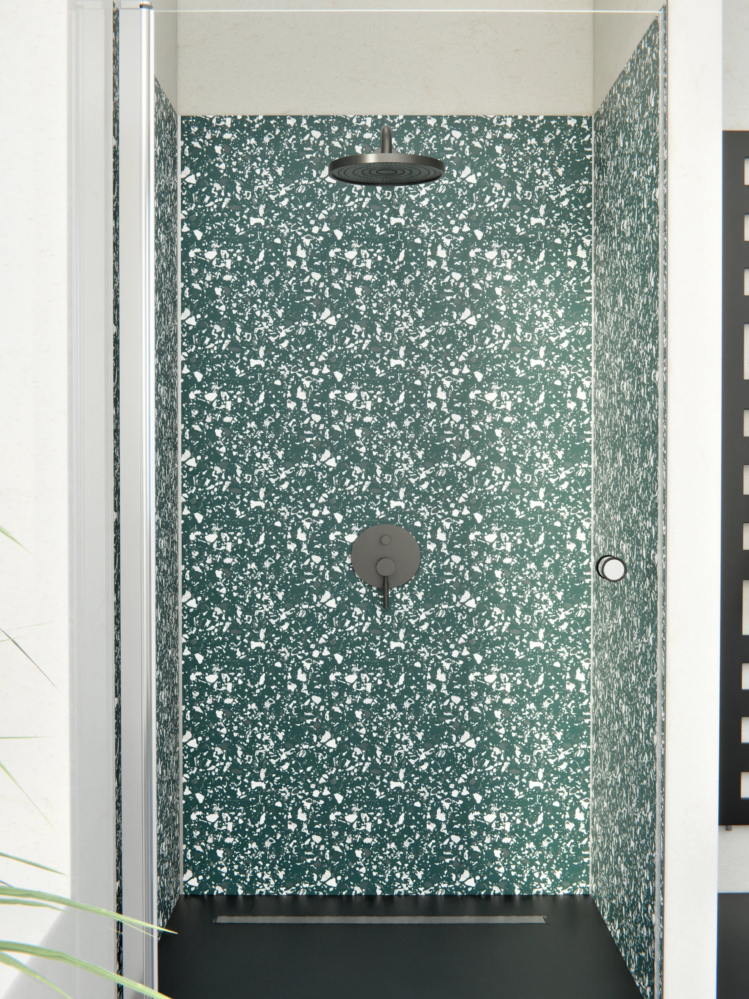 Duschrückwand - Pietre - Terrazzo - Verde petrolio