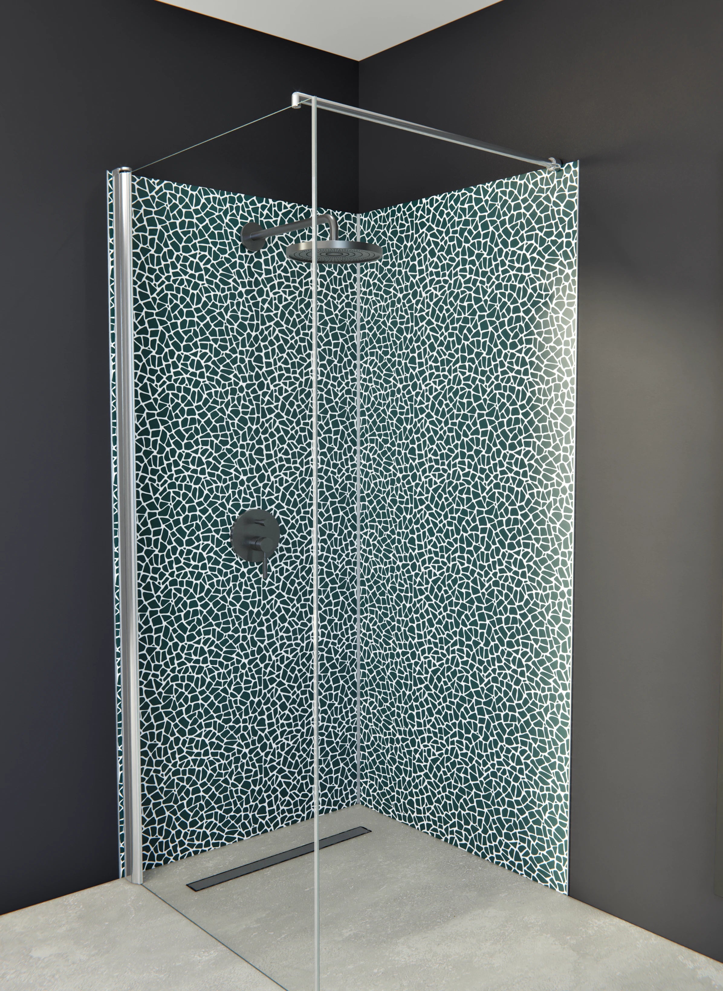 Duschrückwand - Pietre - Tessere - Verde petrolio