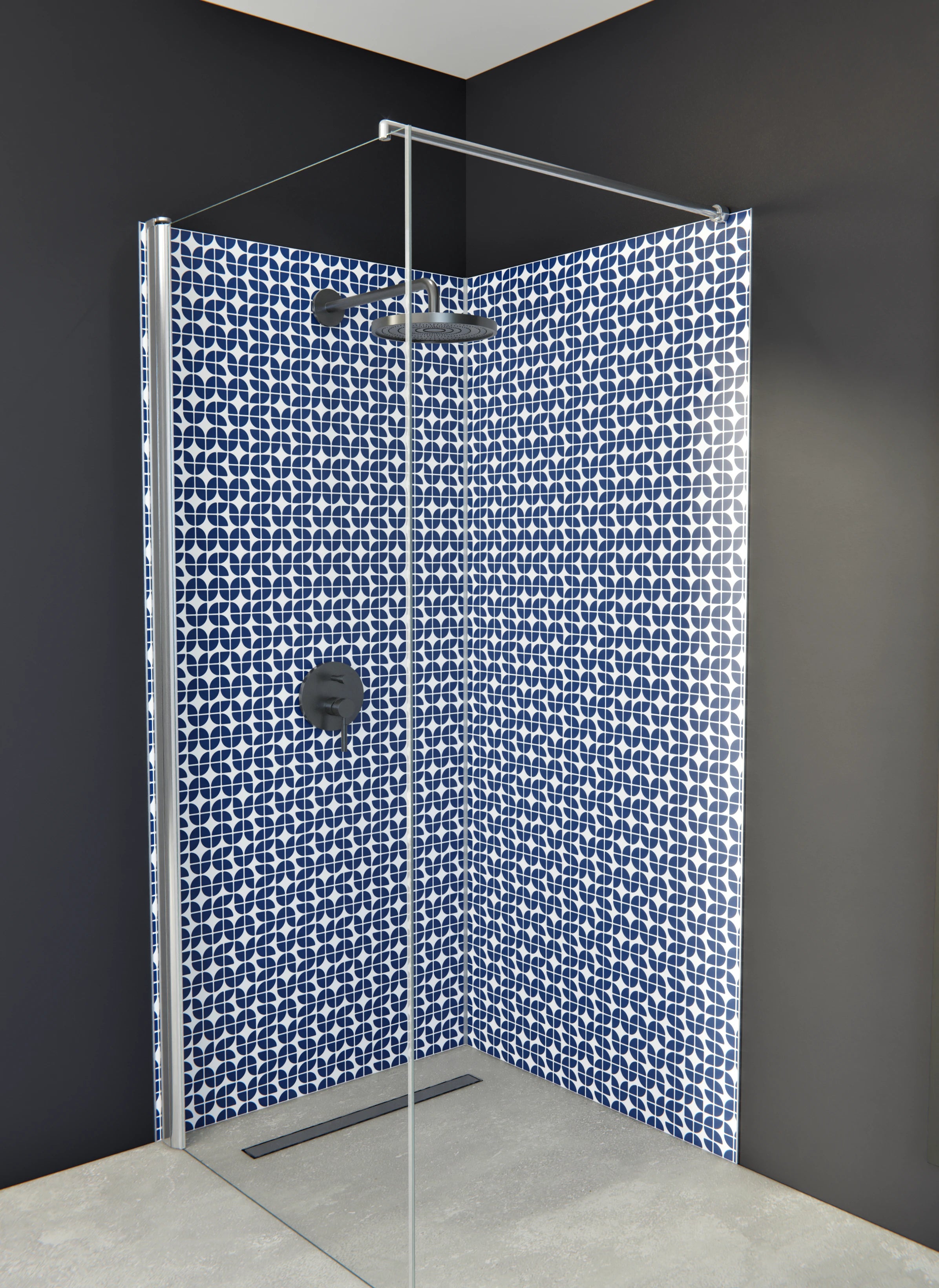 Duschrückwand - Retro - Grazia - Blu notte