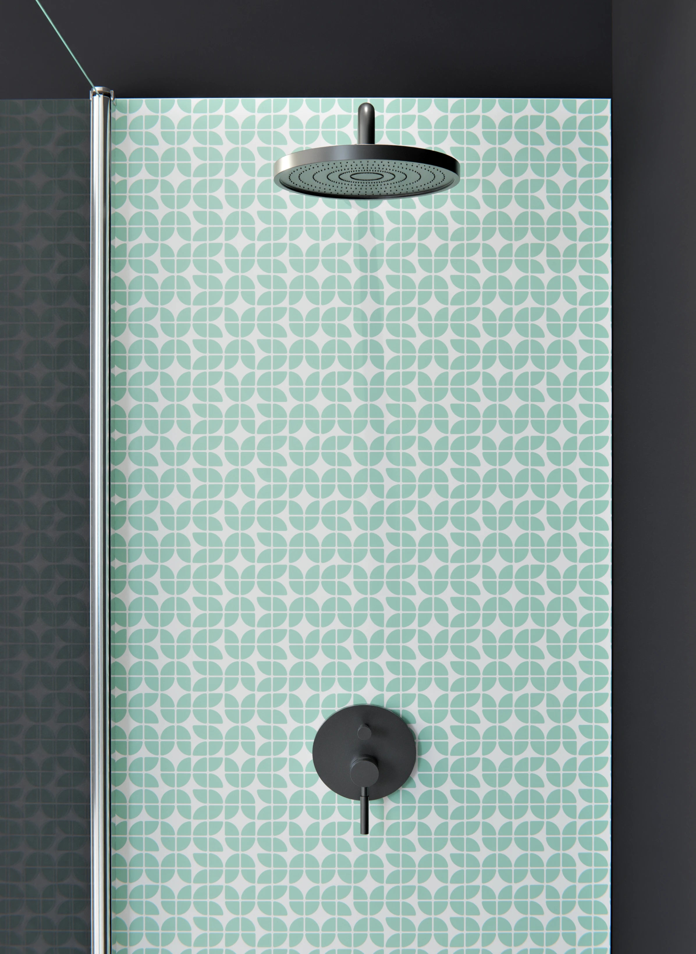 Duschrückwand - Retro - Grazia - Menta