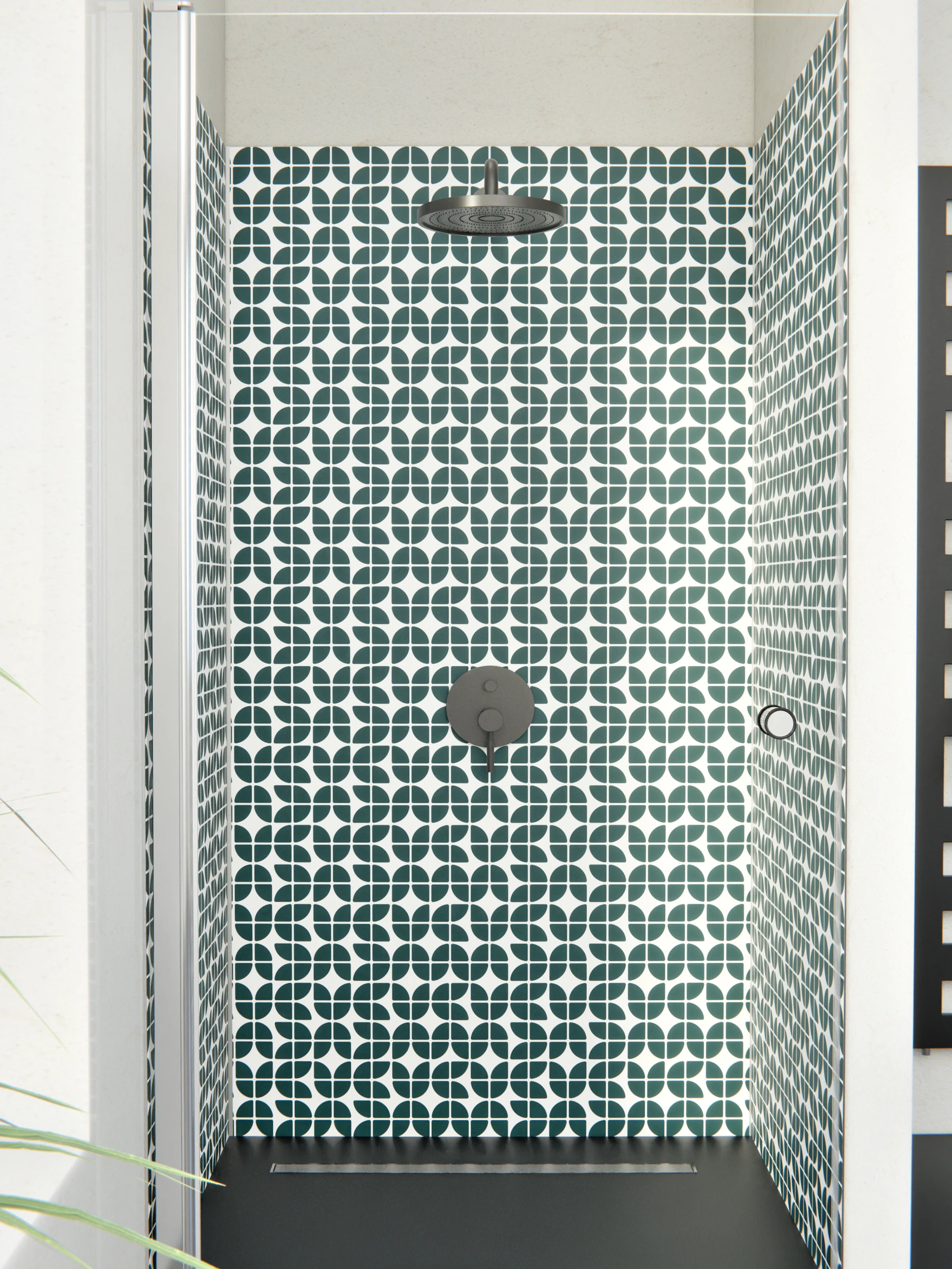 Duschrückwand - Retro - Grazia - Verde petrolio