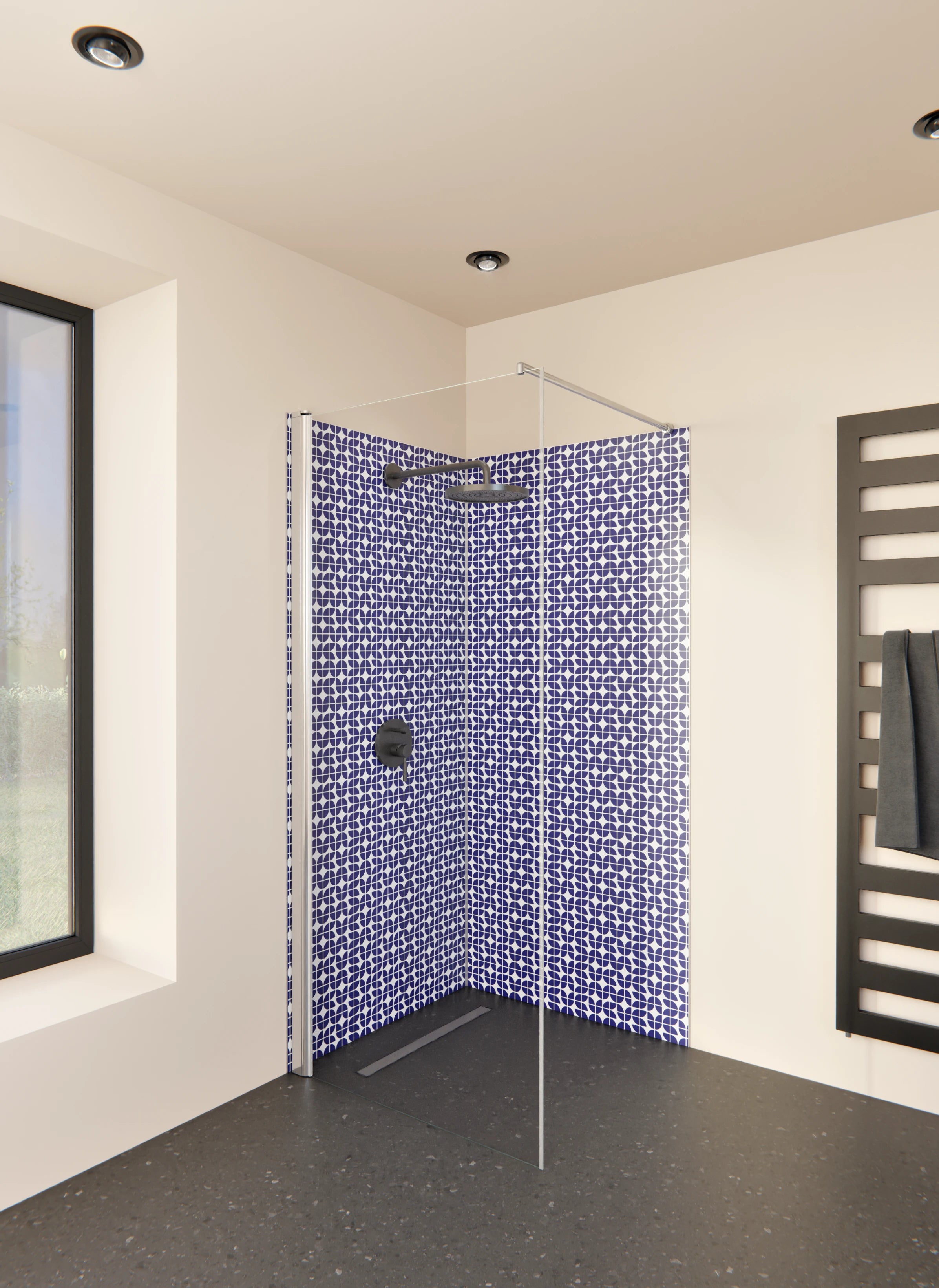 Duschrückwand - Retro - Grazia - Zaffiro