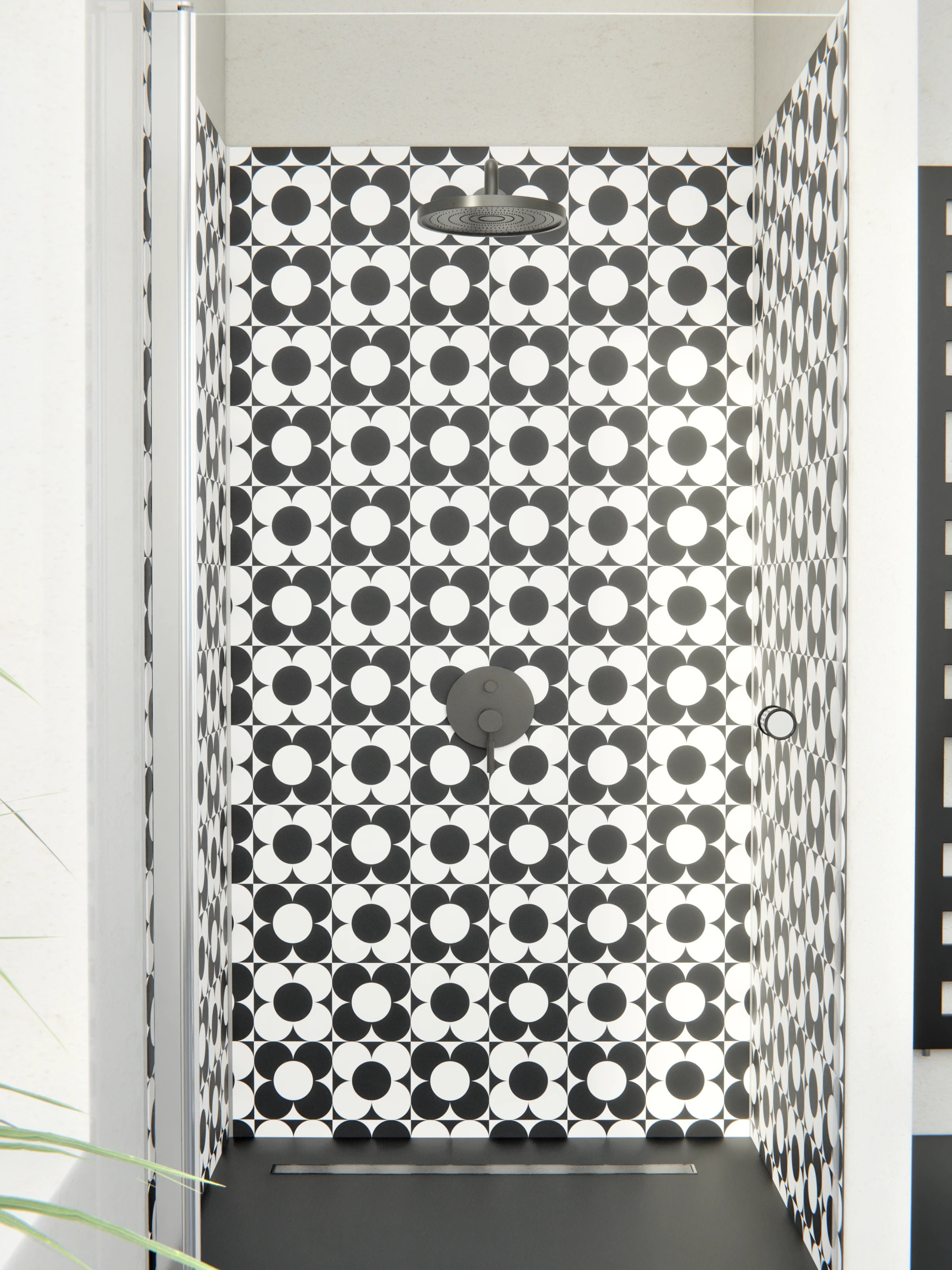 Duschrückwand - Retro - Primavera - Carbone