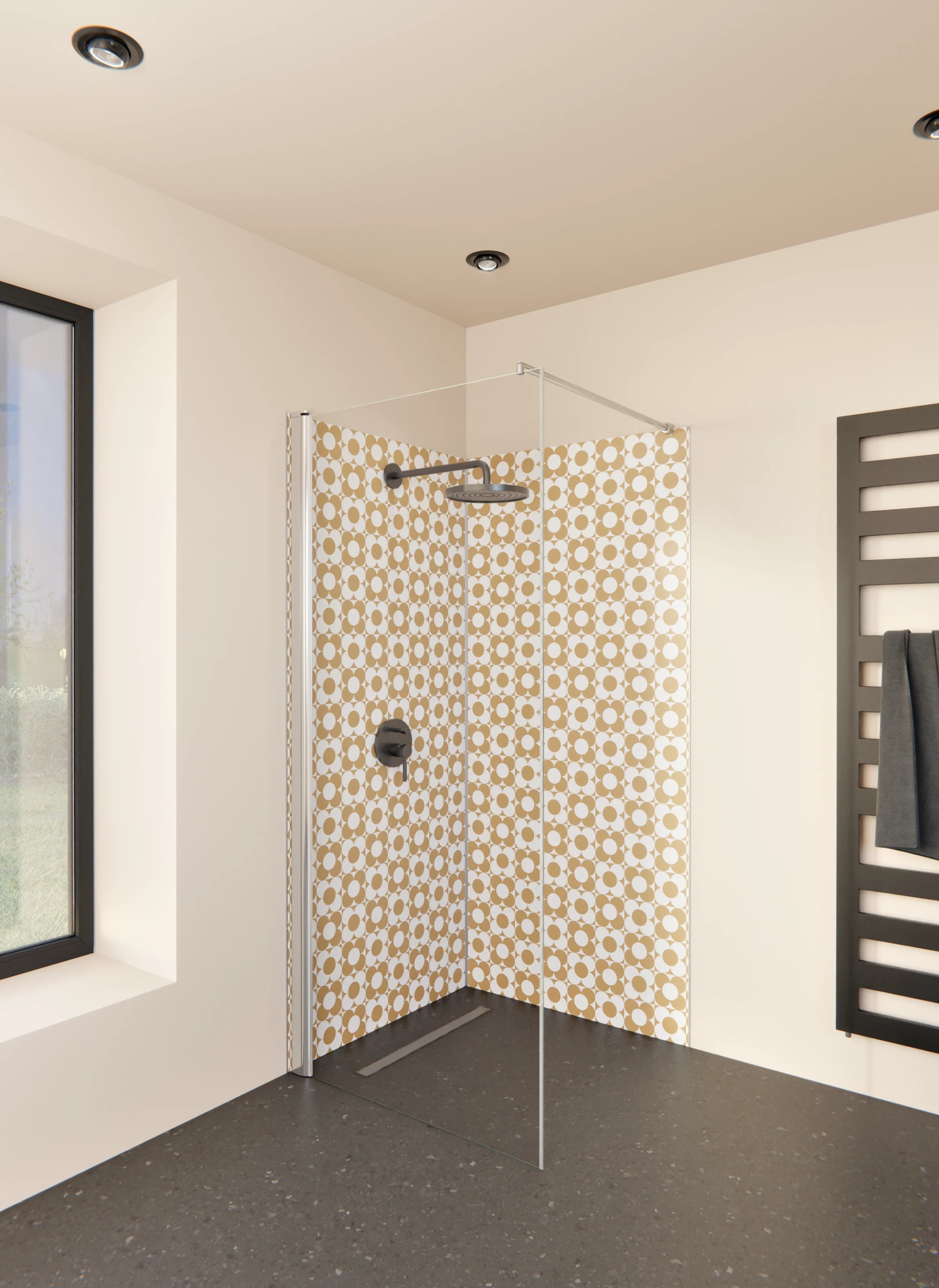 Duschrückwand - Retro - Primavera - Ocra