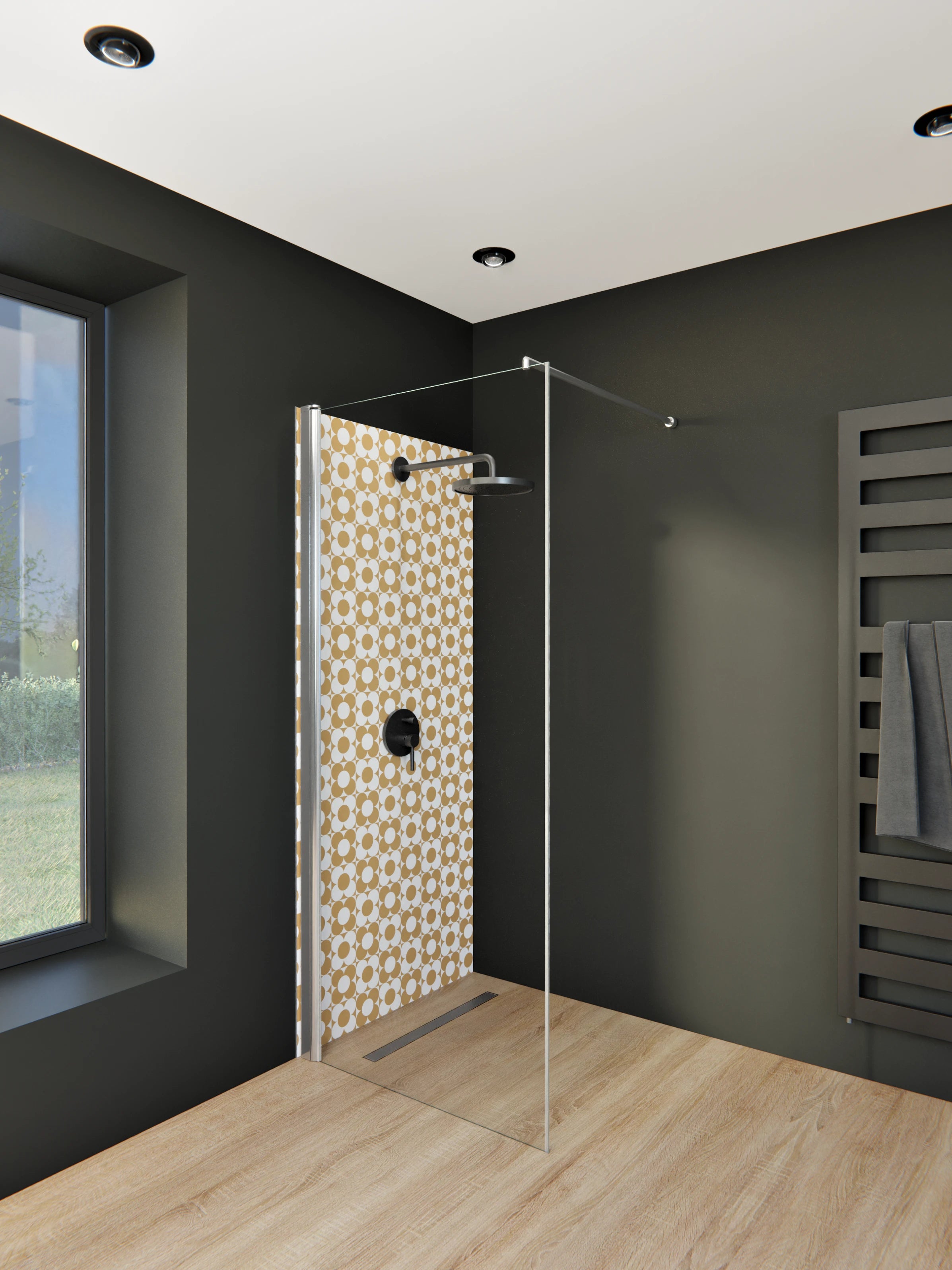 Duschrückwand - Retro - Primavera - Ocra