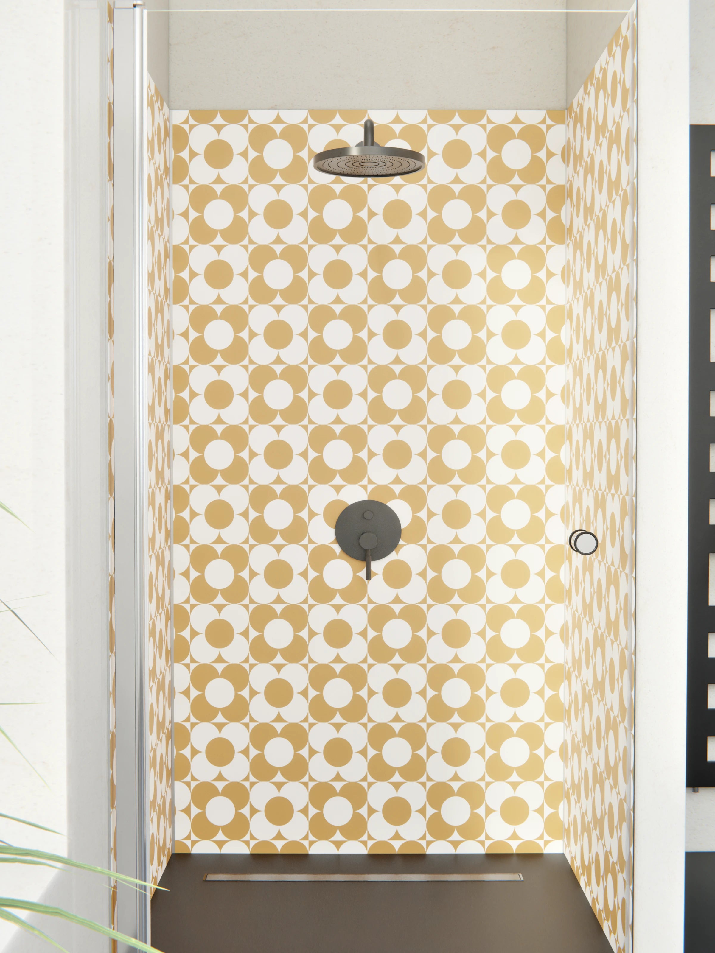 Duschrückwand - Retro - Primavera - Ocra