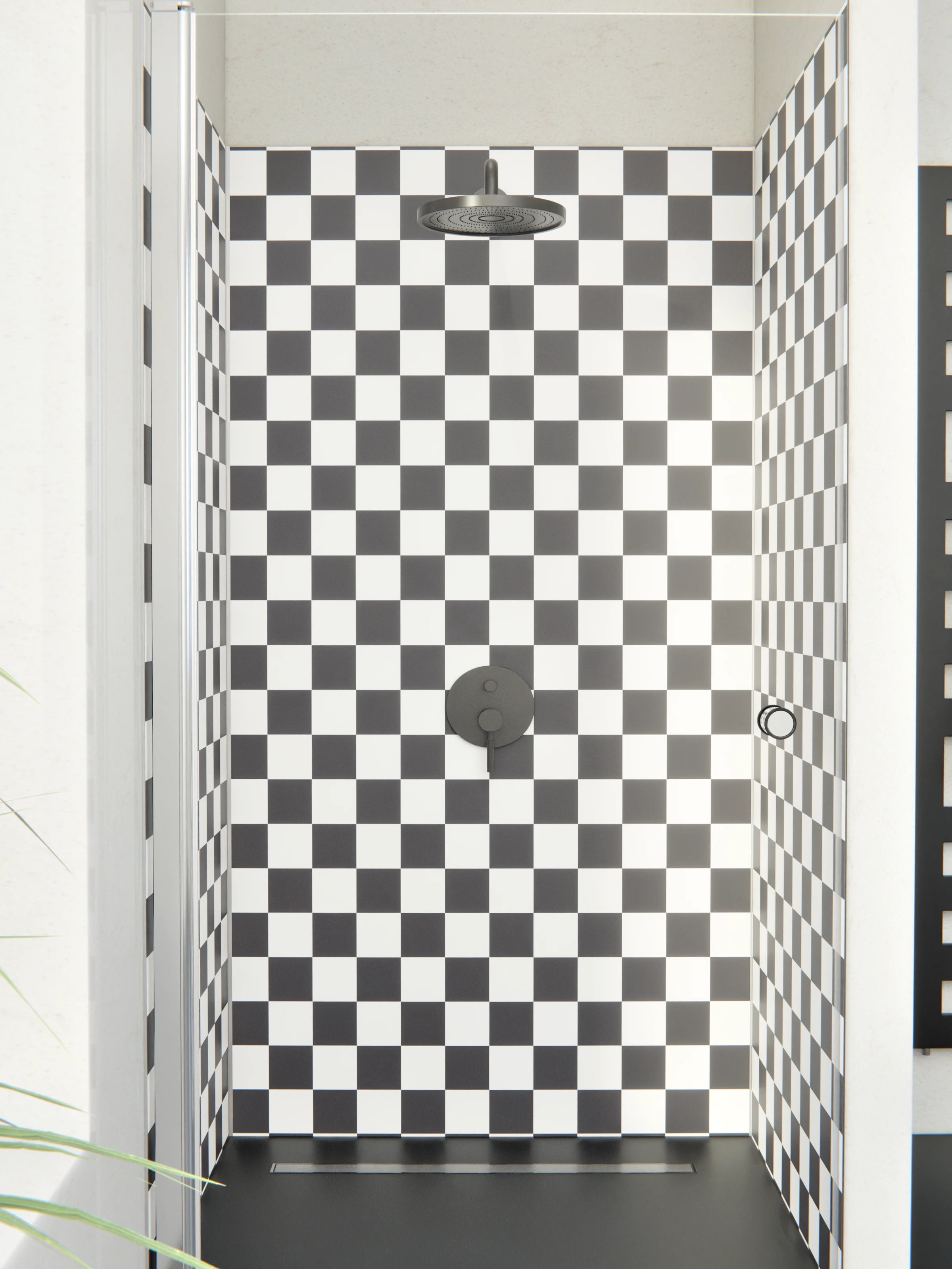 Duschrückwand - Retro - Scacco - Antracite - Scacco