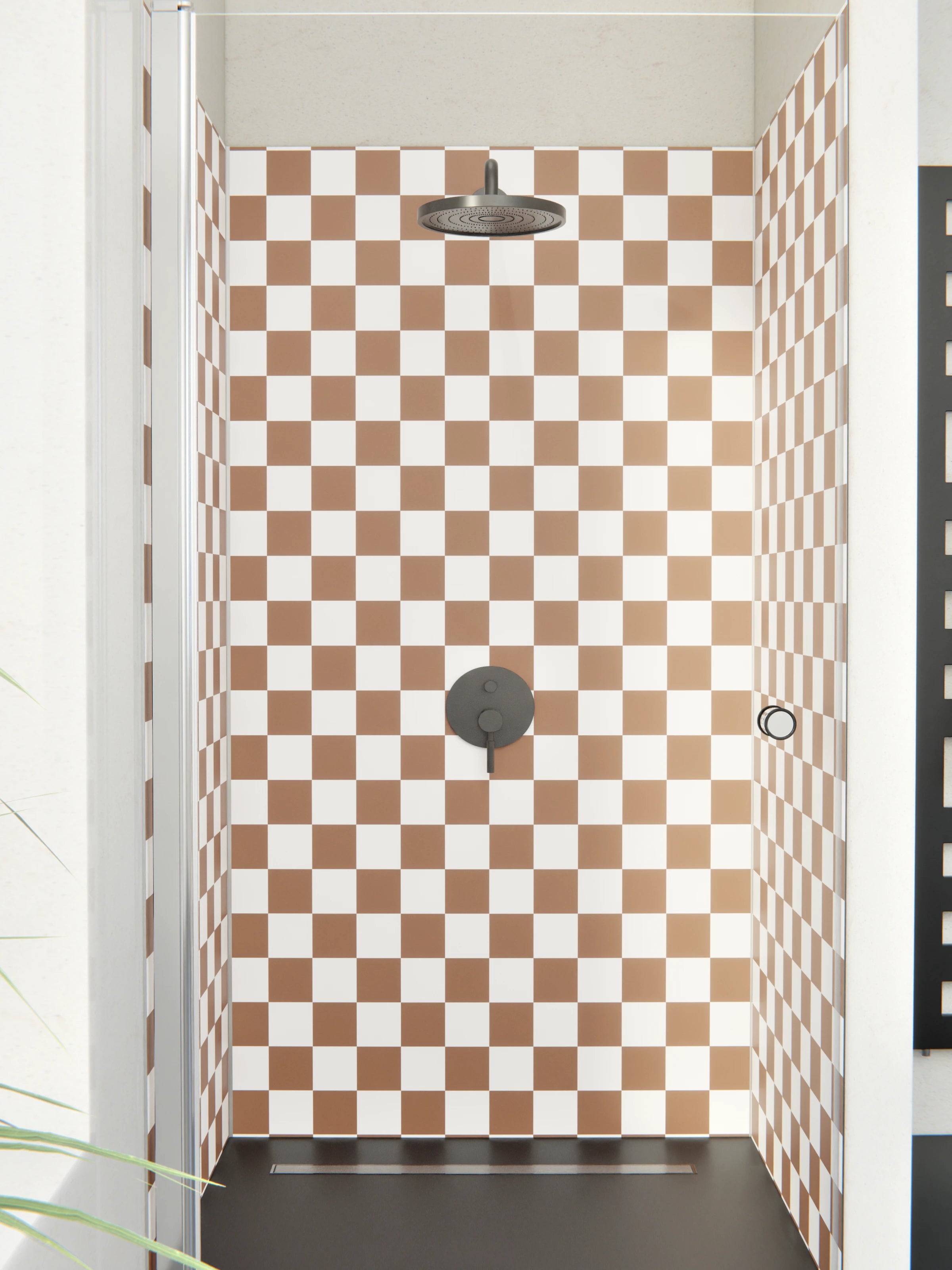 Duschrückwand - Retro - Scacco - Cannella - Scacco