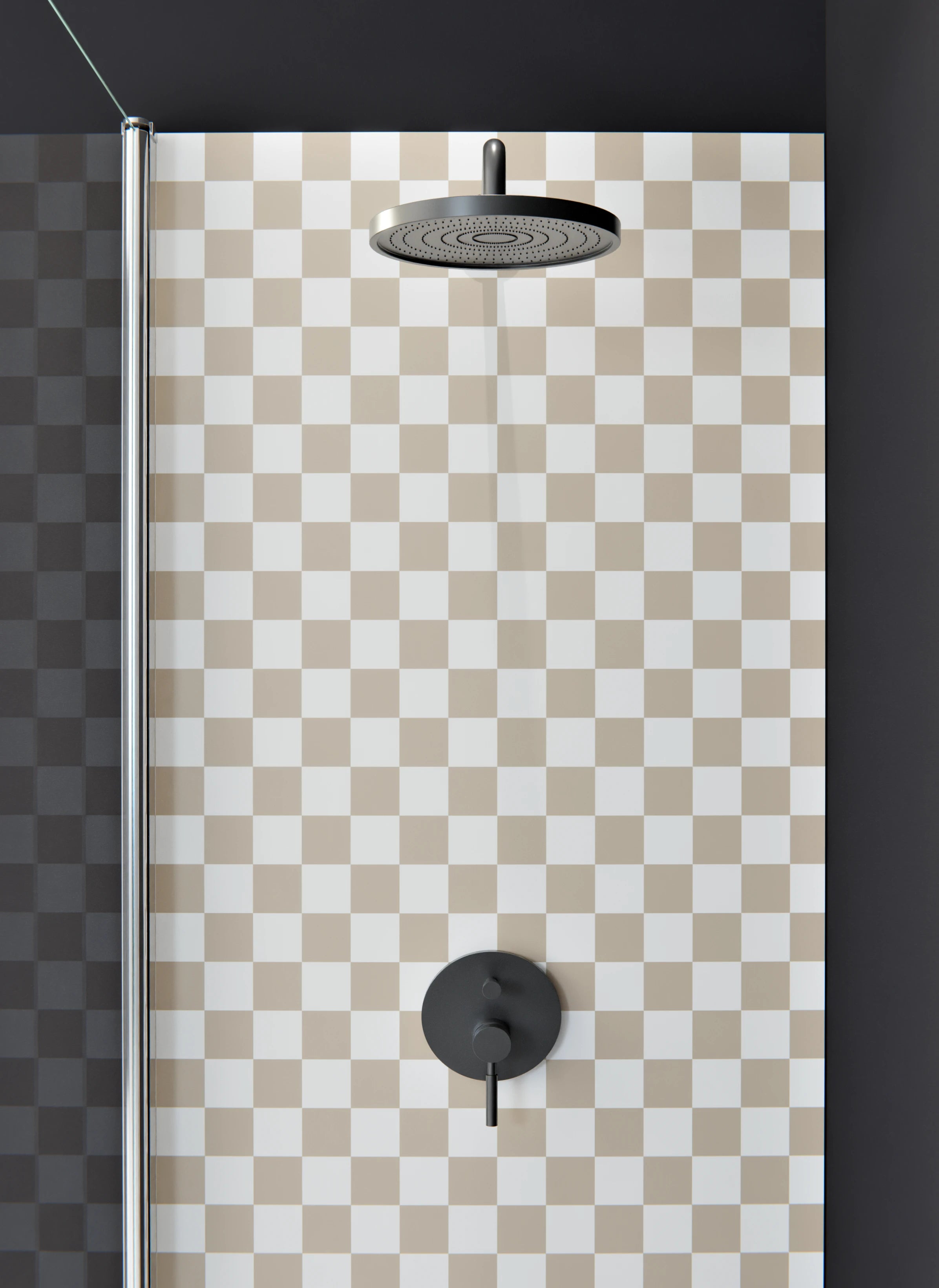 Duschrückwand - Retro - Scacco - Cappuccino - Scacco
