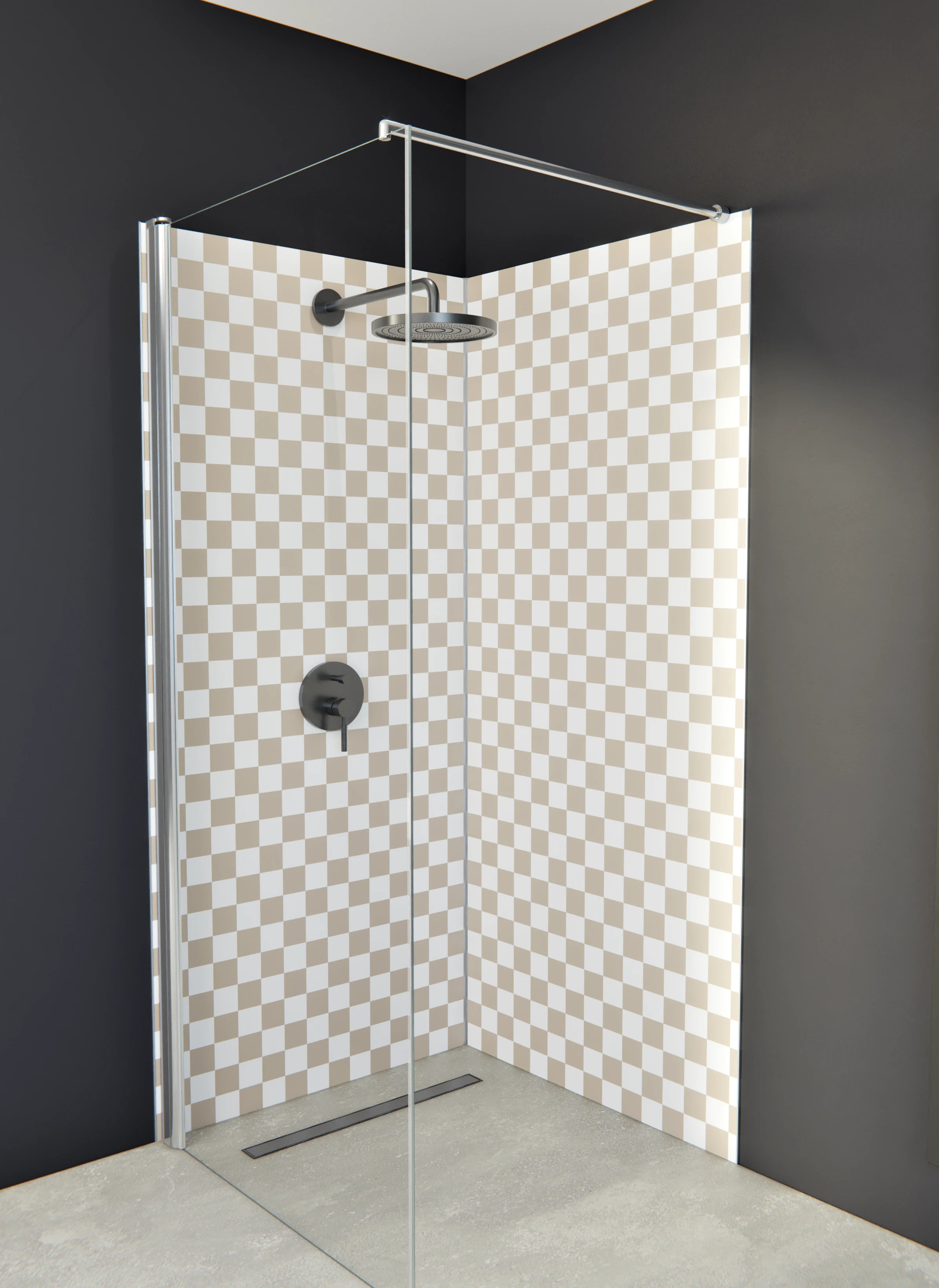 Duschrückwand - Retro - Scacco - Cappuccino - Scacco