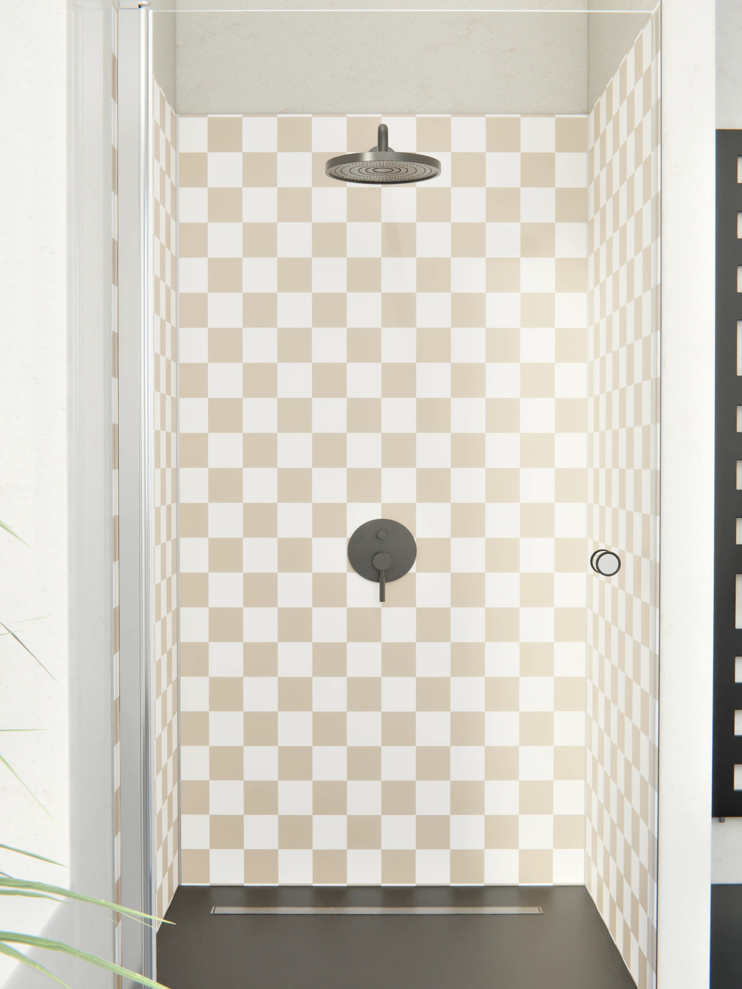 Duschrückwand - Retro - Scacco - Cappuccino - Scacco