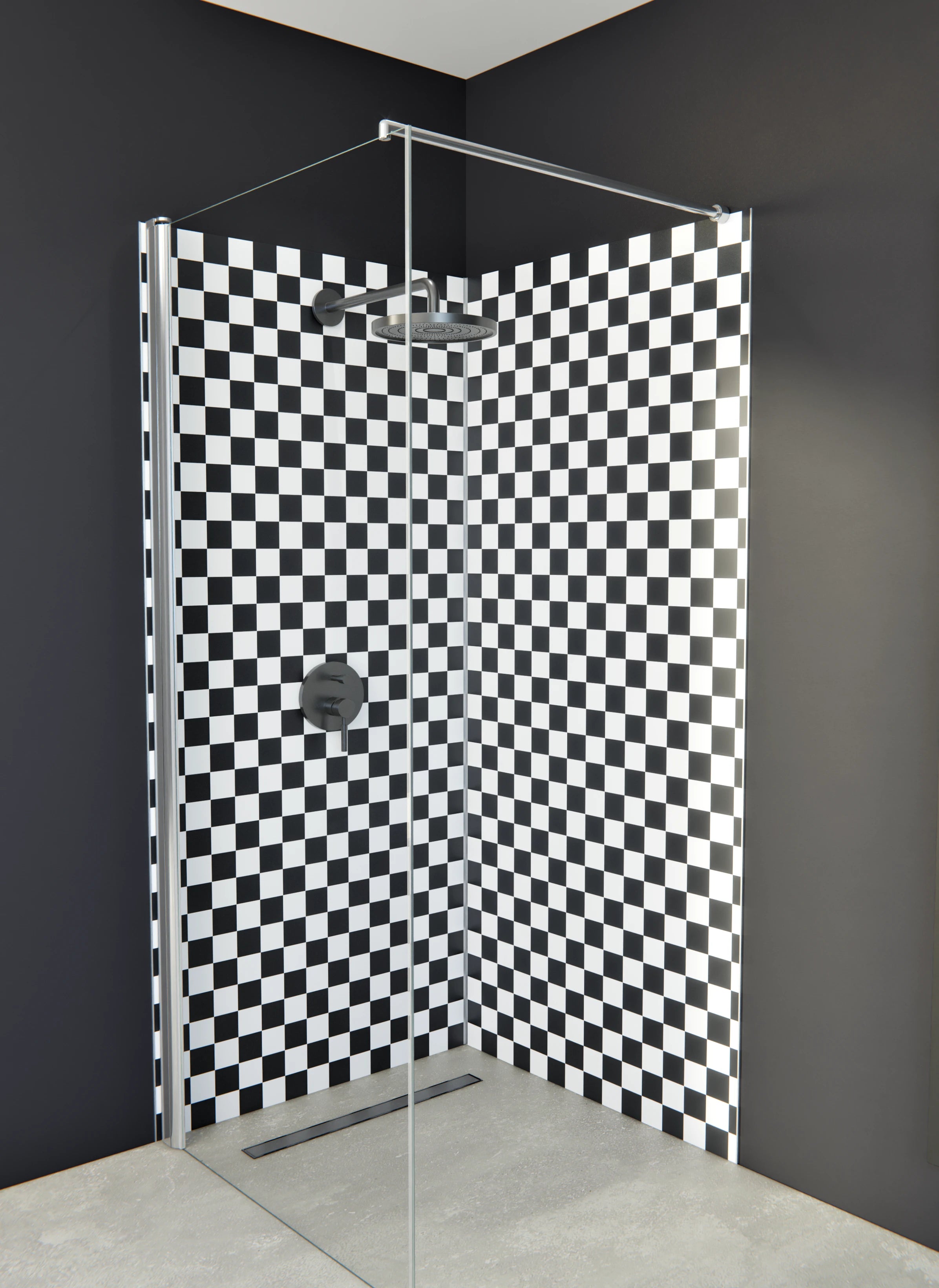 Duschrückwand - Retro - Scacco - Carbone - Scacco