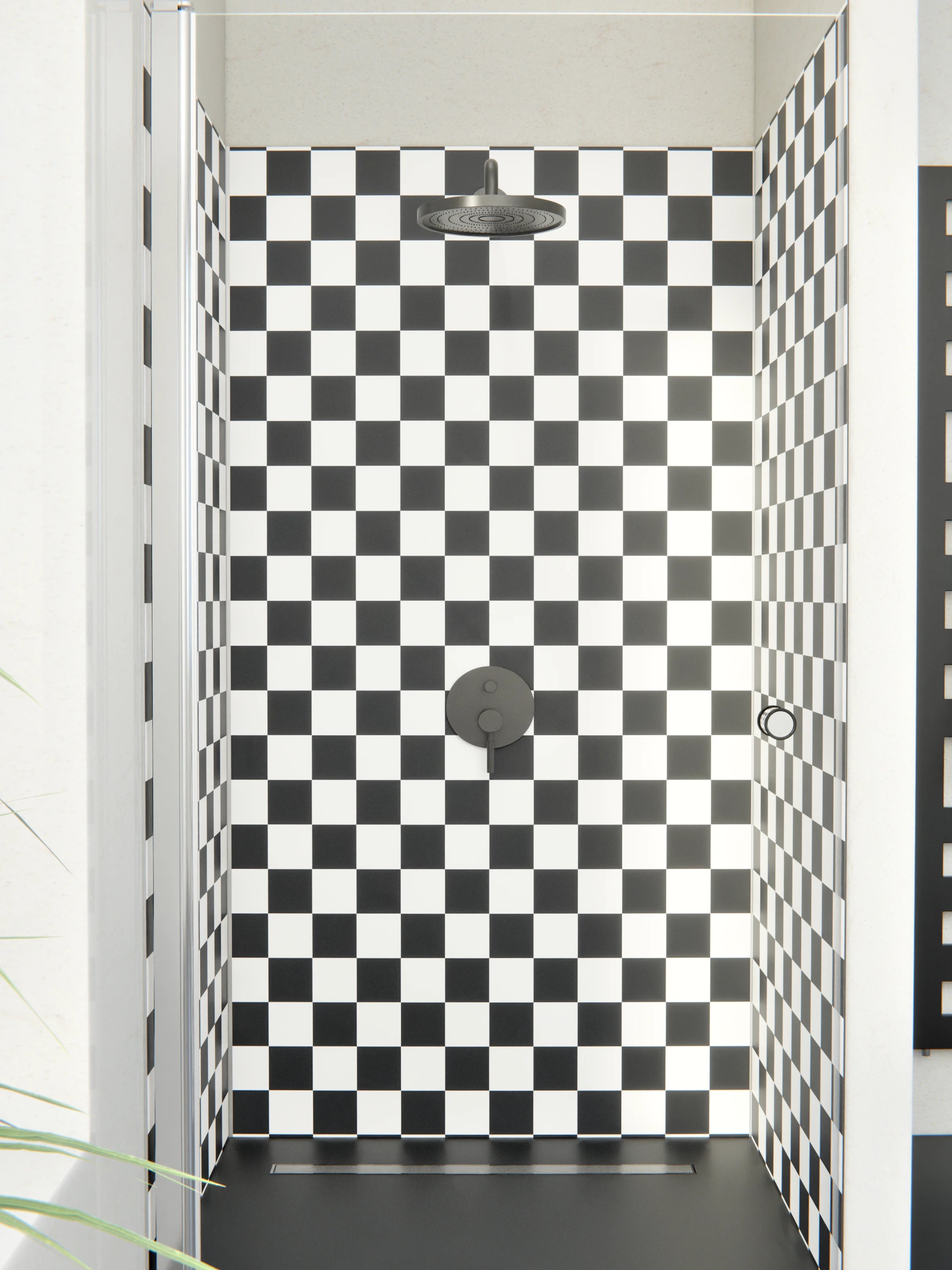Duschrückwand - Retro - Scacco - Carbone - Scacco
