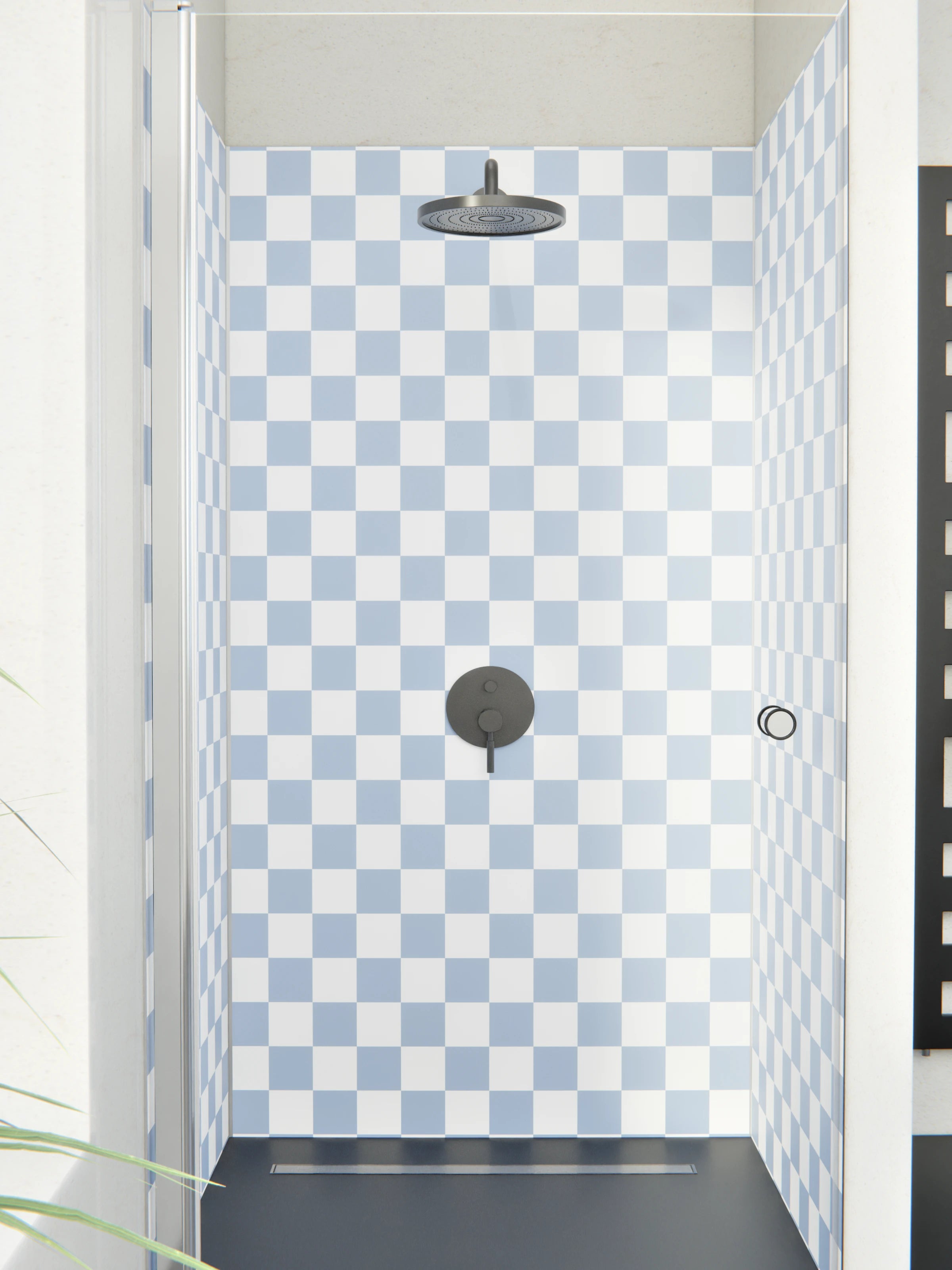 Duschrückwand - Retro - Scacco - Ceruleo - Scacco