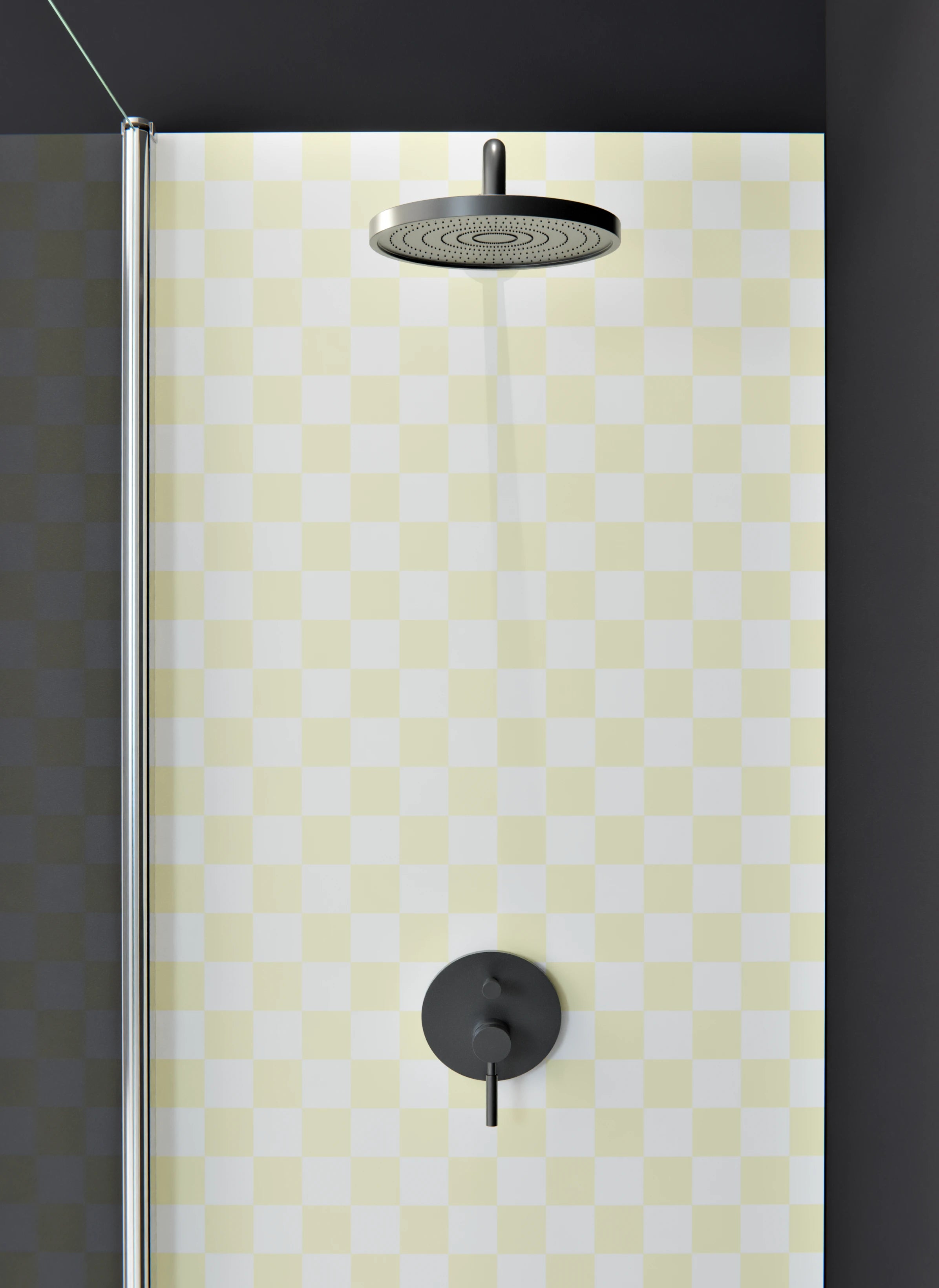 Duschrückwand - Retro - Scacco - Limone crema - Scacco