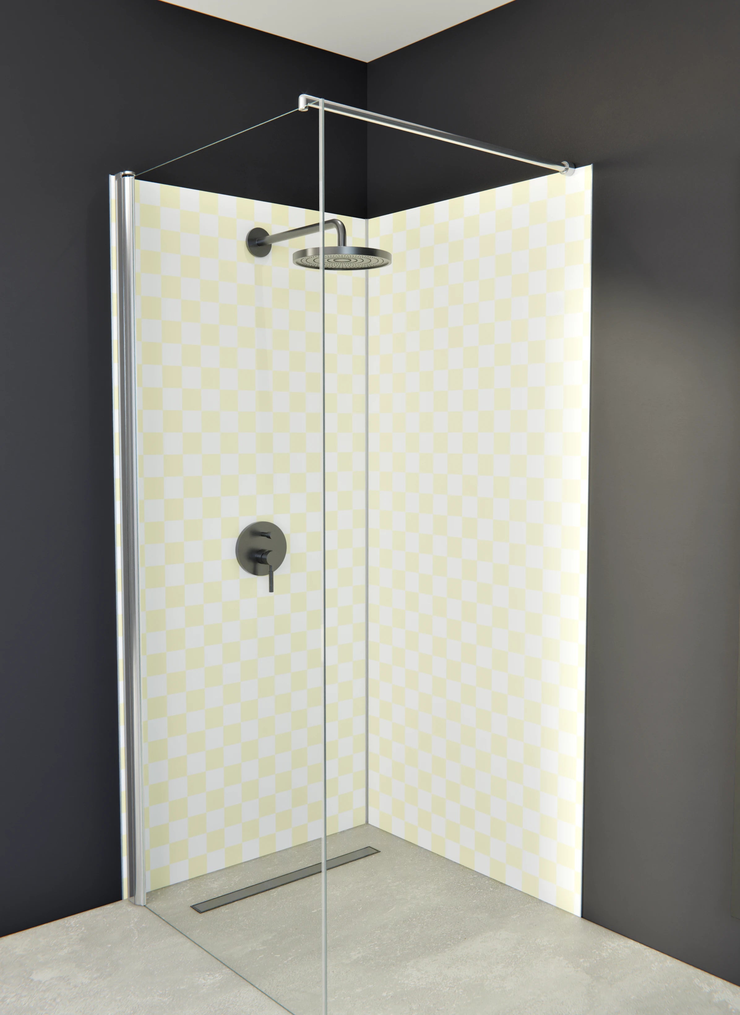 Duschrückwand - Retro - Scacco - Limone crema - Scacco