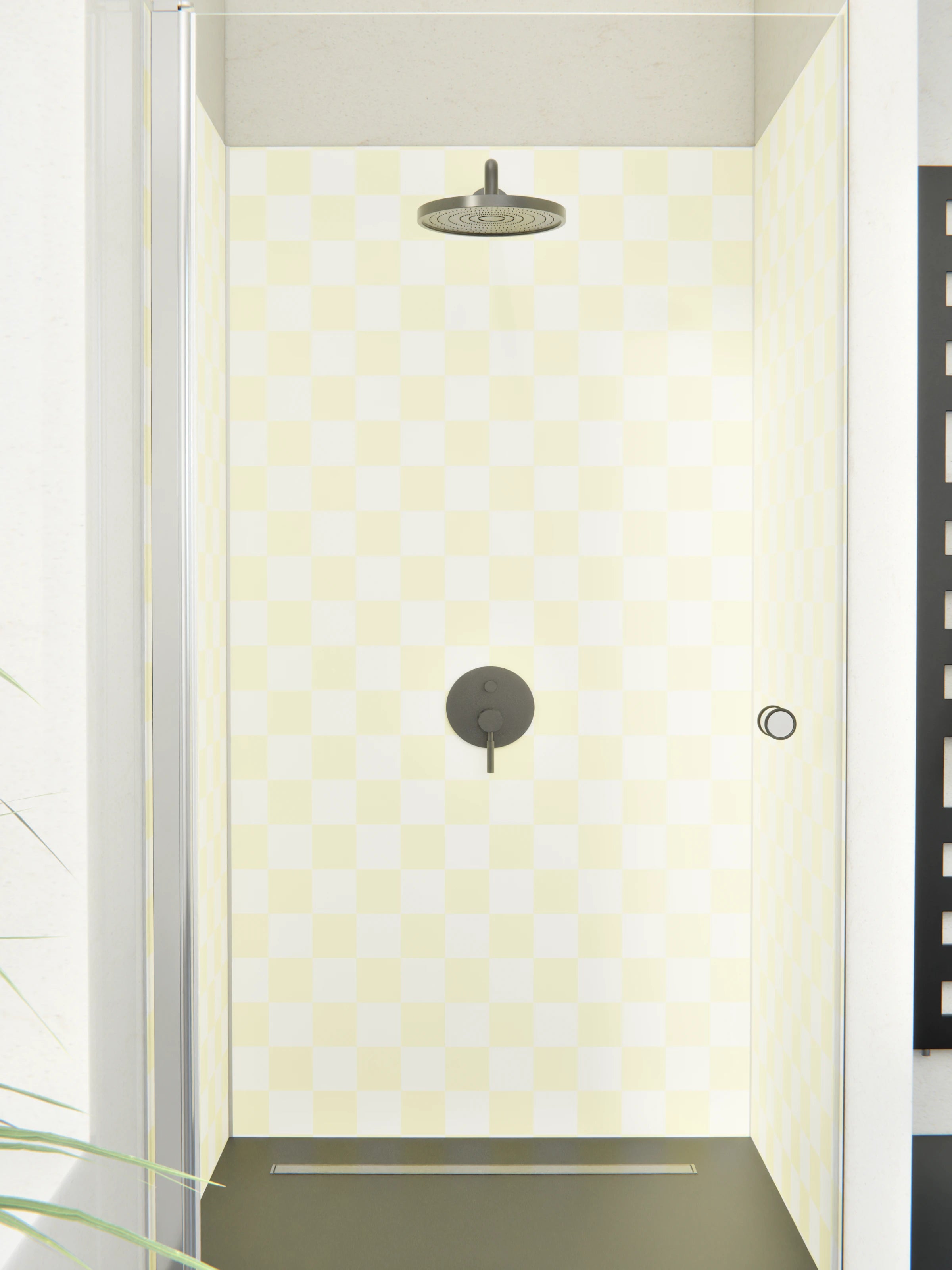 Duschrückwand - Retro - Scacco - Limone crema - Scacco