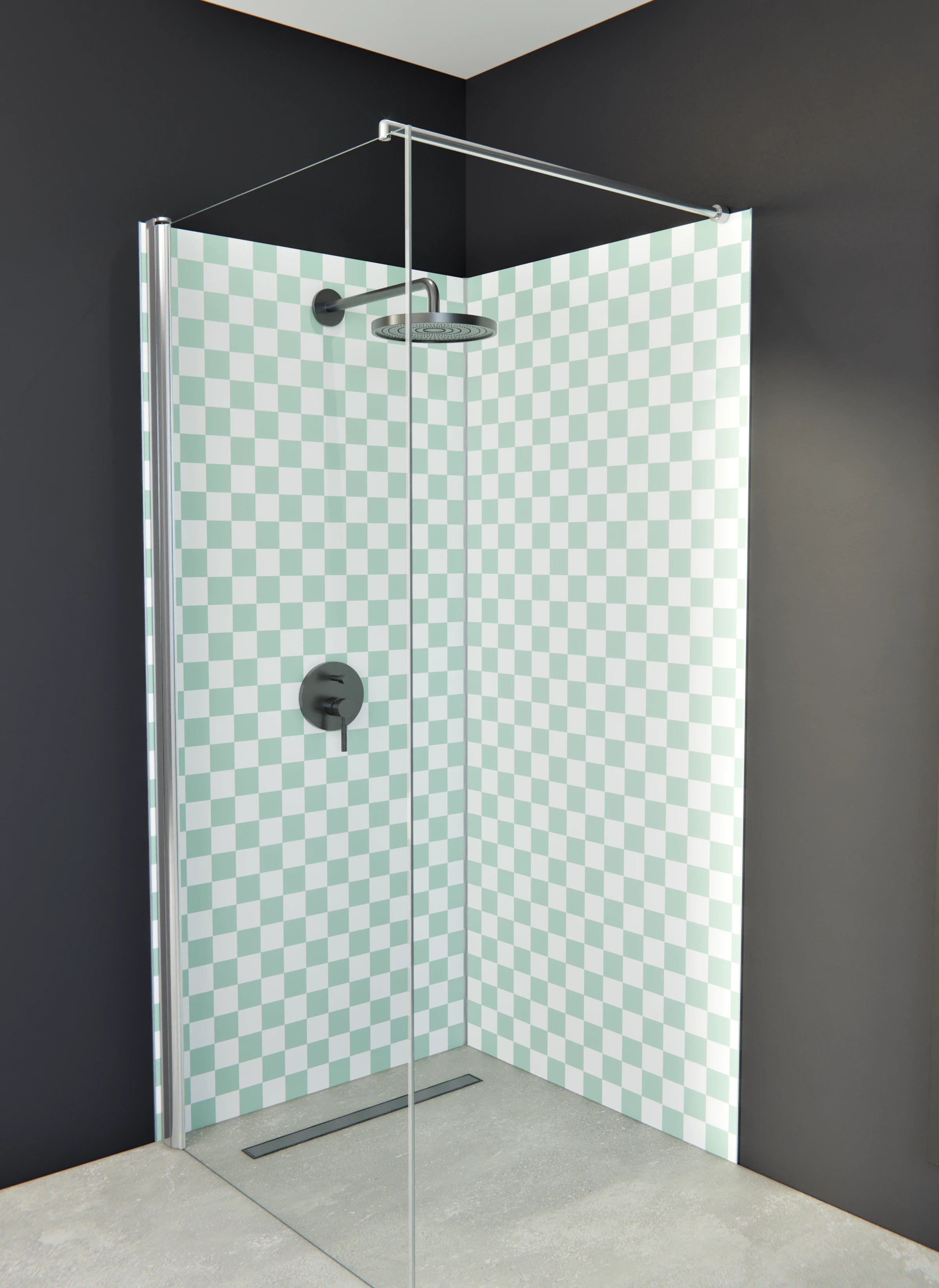Duschrückwand - Retro - Scacco - Menta - Scacco