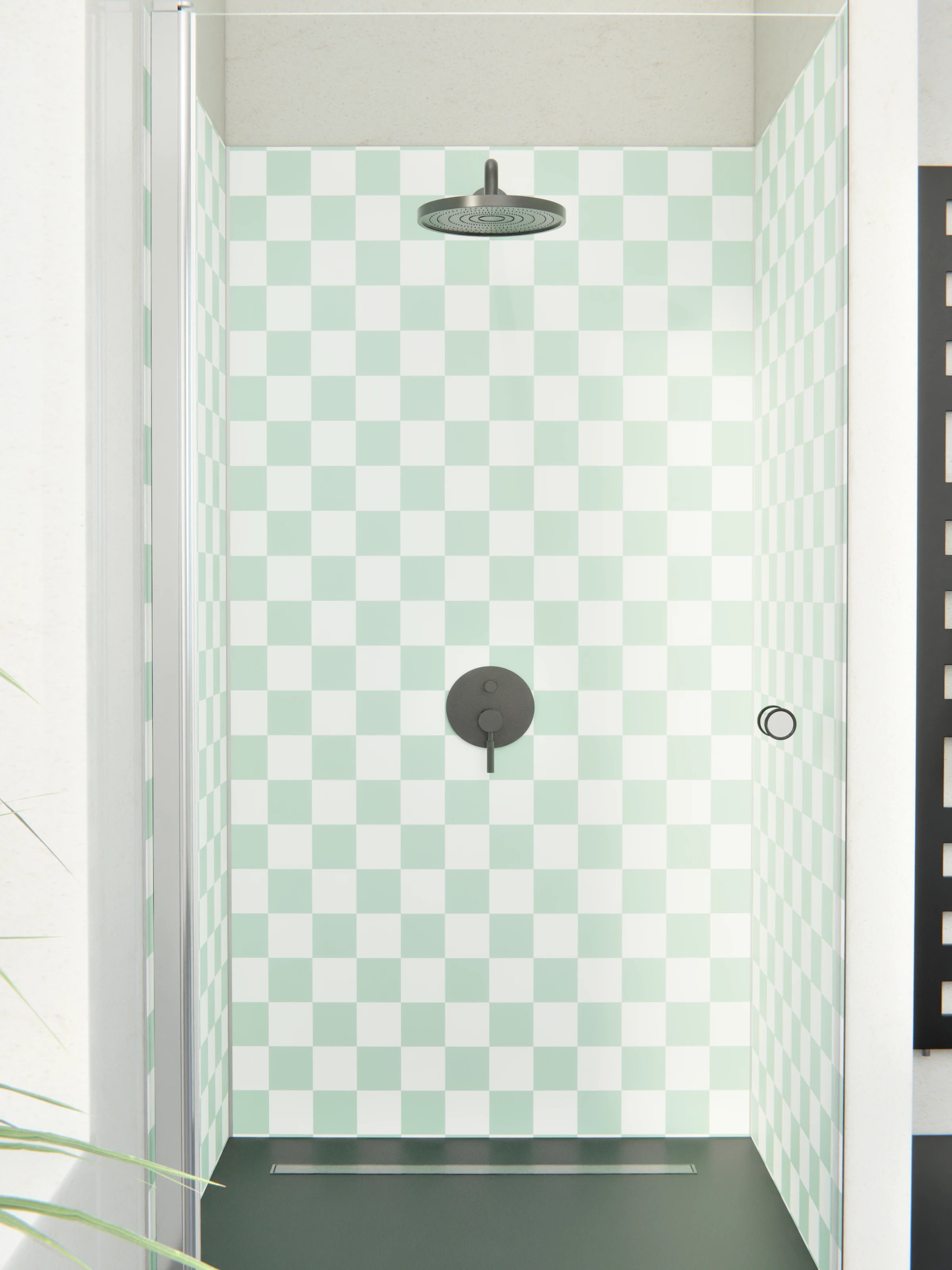 Duschrückwand - Retro - Scacco - Menta - Scacco