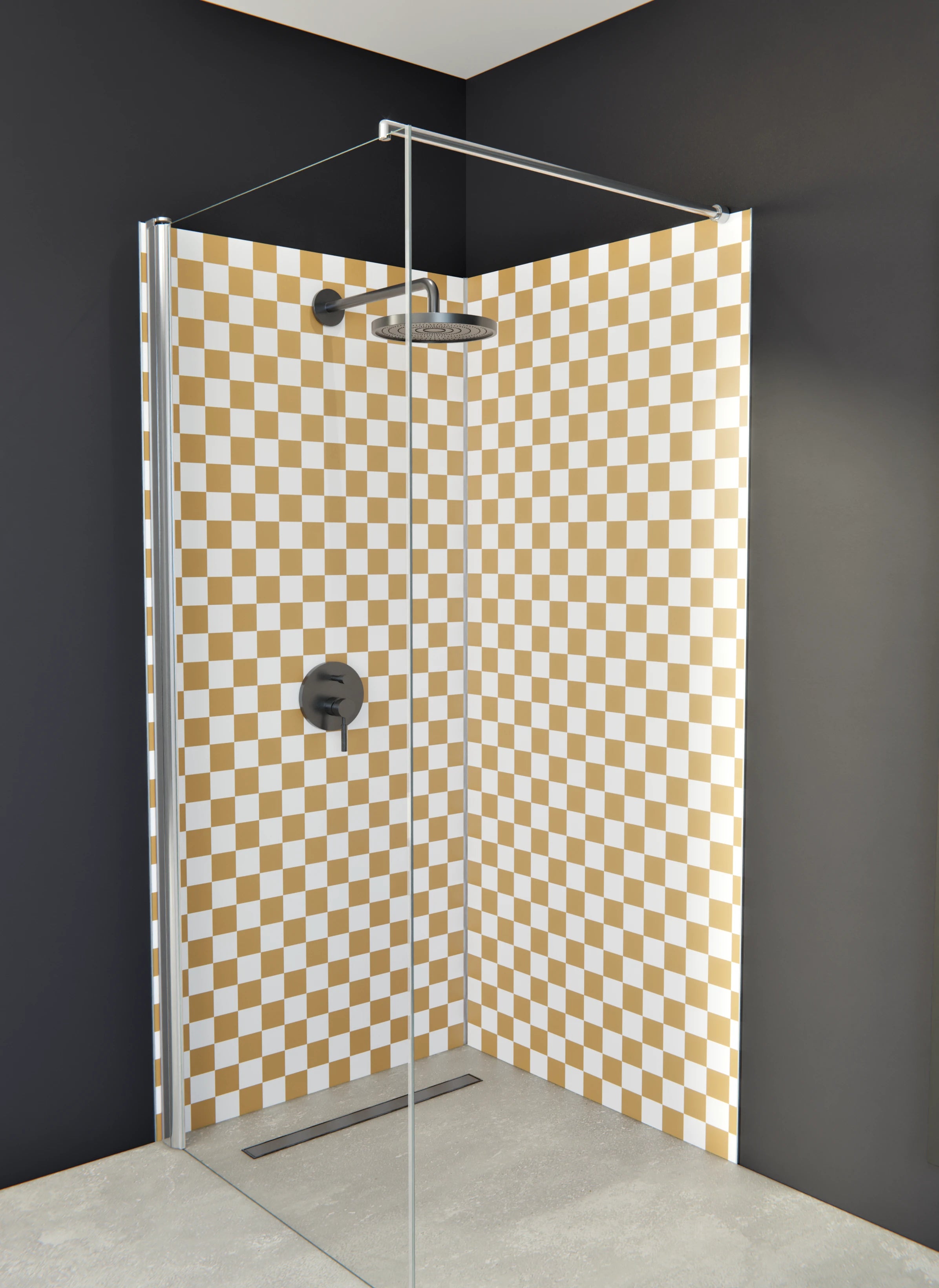 Duschrückwand - Retro - Scacco - Ocra - Scacco