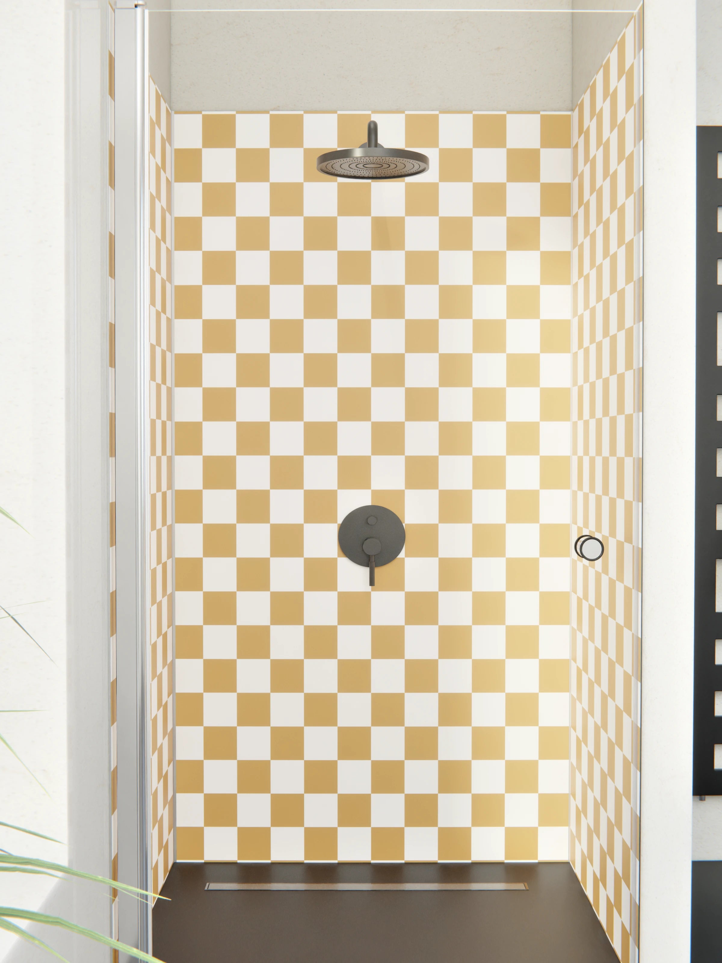 Duschrückwand - Retro - Scacco - Ocra - Scacco