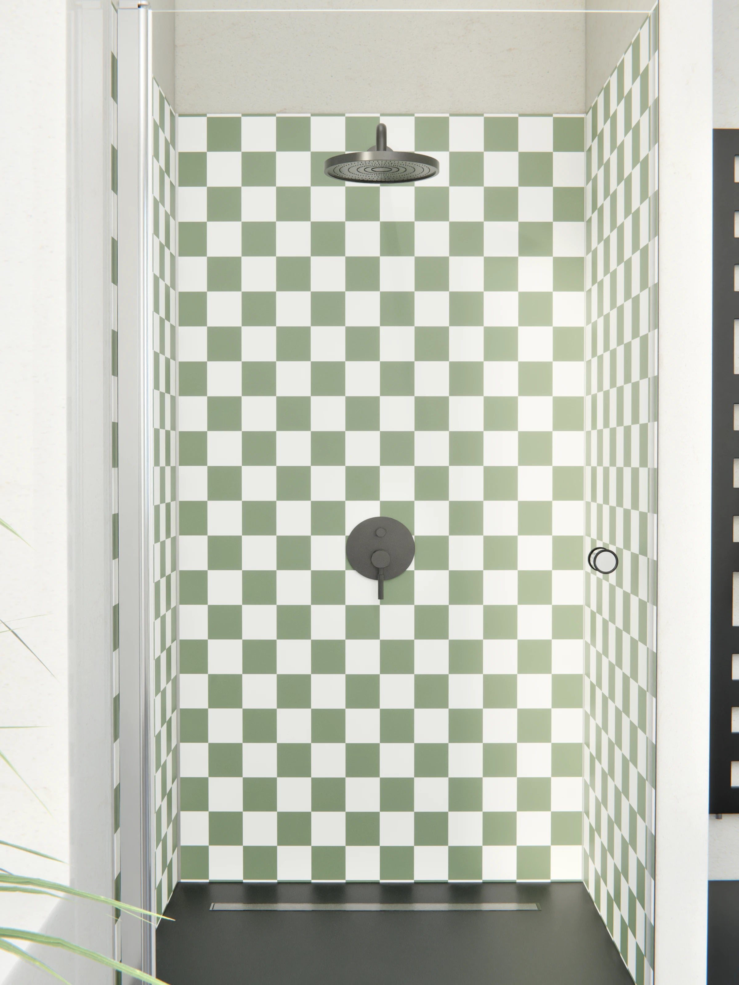 Duschrückwand - Retro - Scacco - Oliva - Scacco