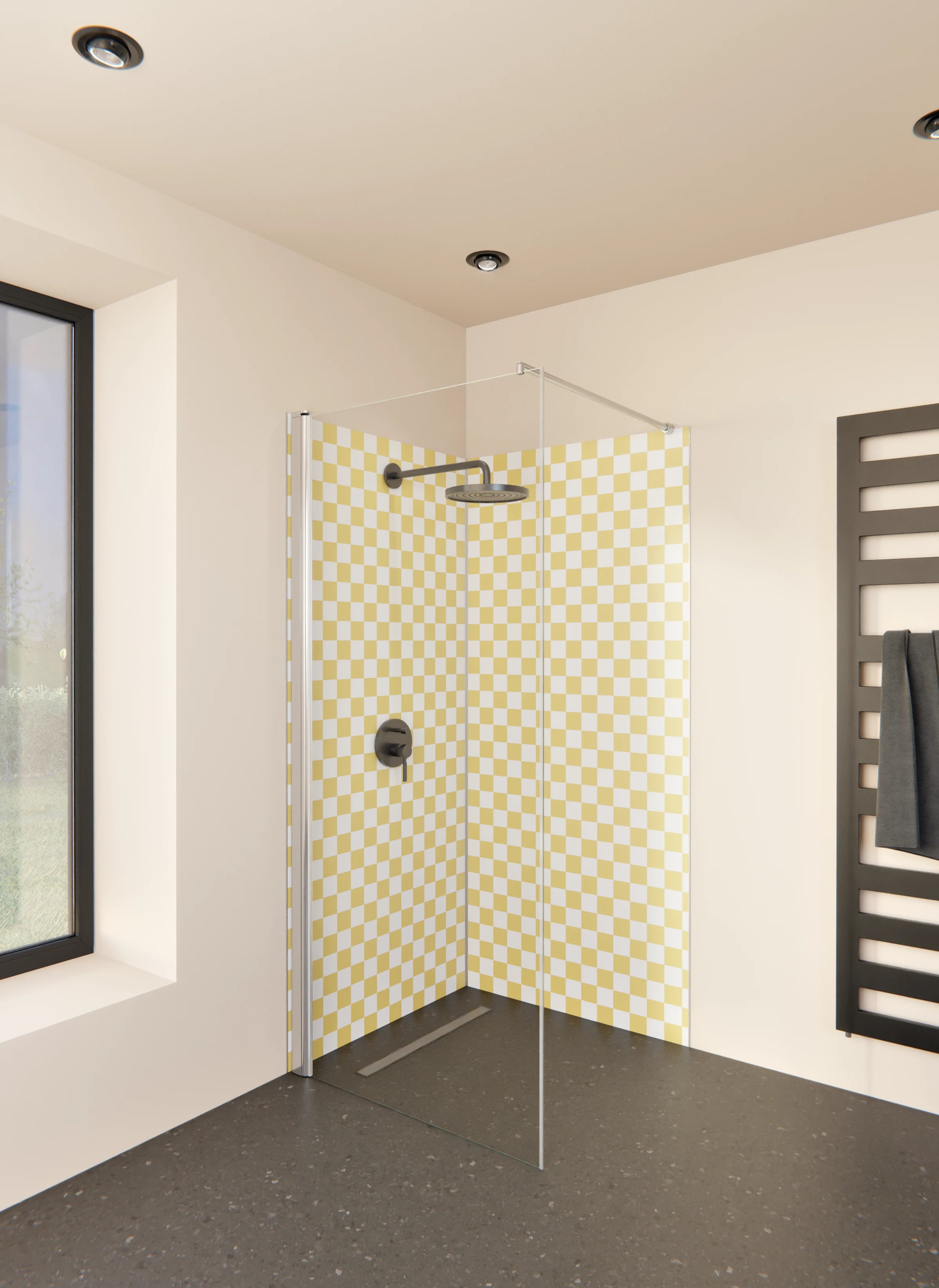 Duschrückwand - Retro - Scacco - Oro - Scacco