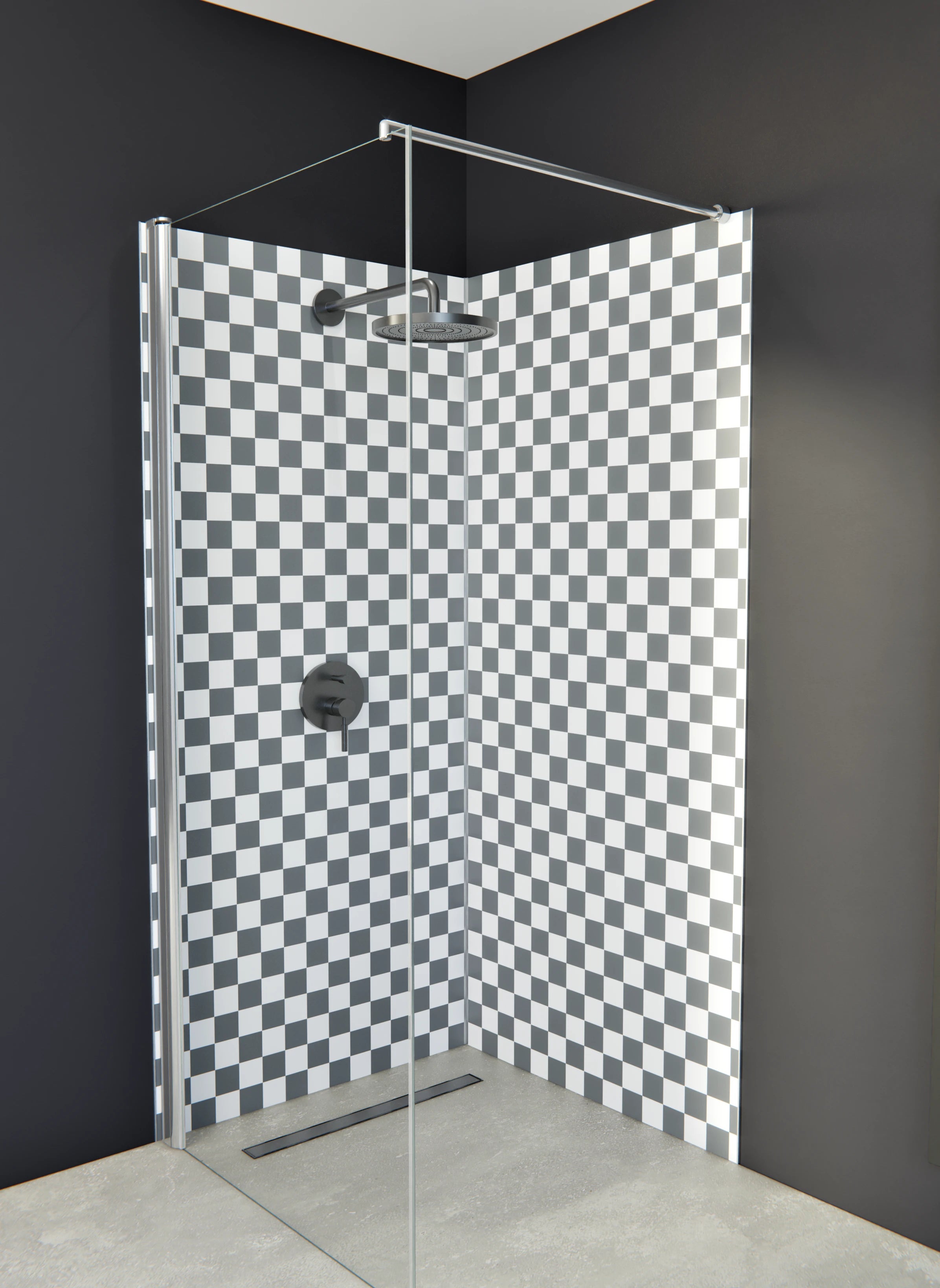 Duschrückwand - Retro - Scacco - Piombo - Scacco