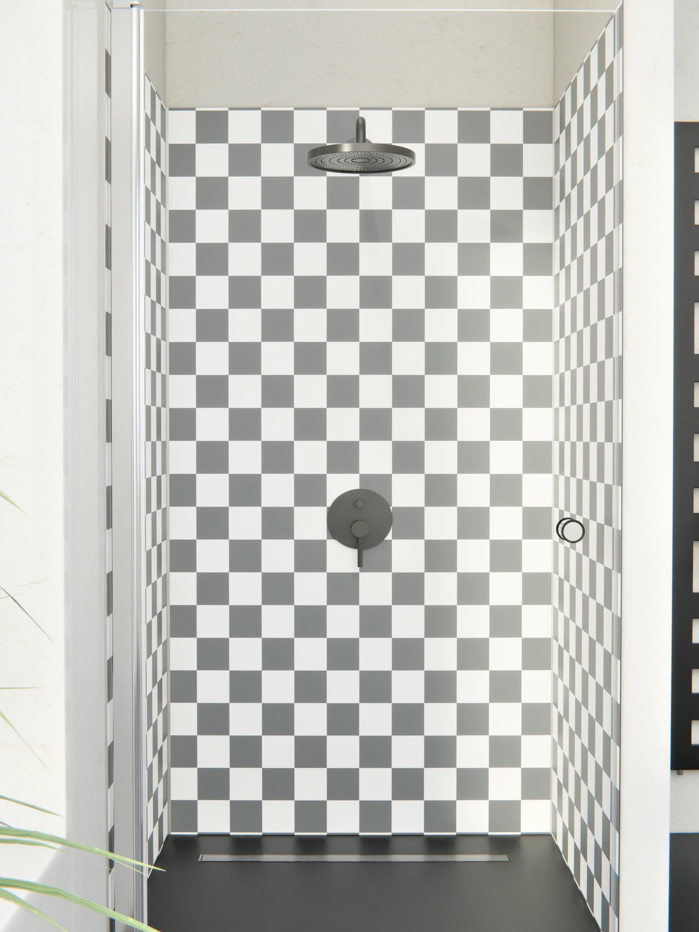 Duschrückwand - Retro - Scacco - Piombo - Scacco