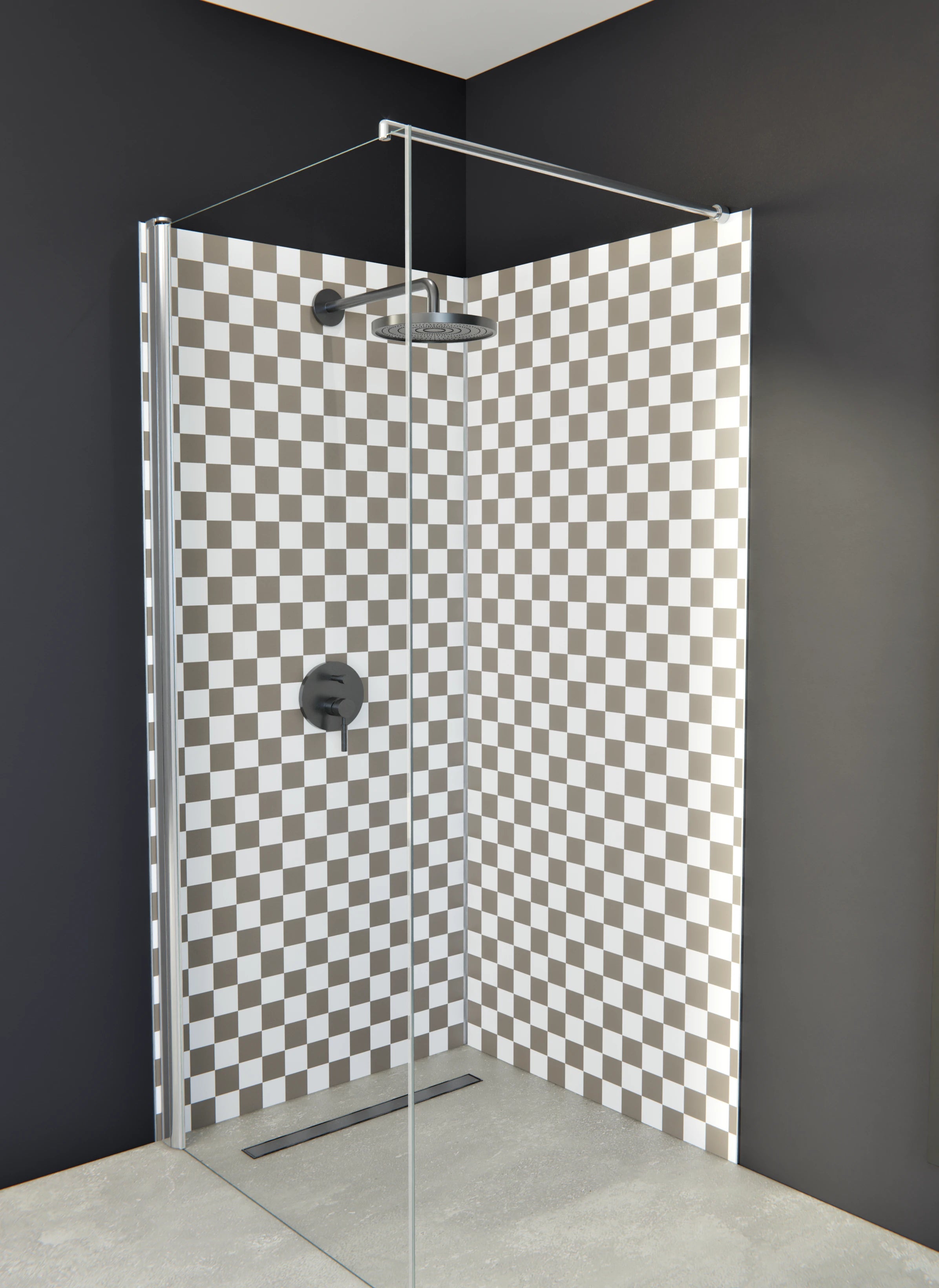 Duschrückwand - Retro - Scacco - Tortora - Scacco