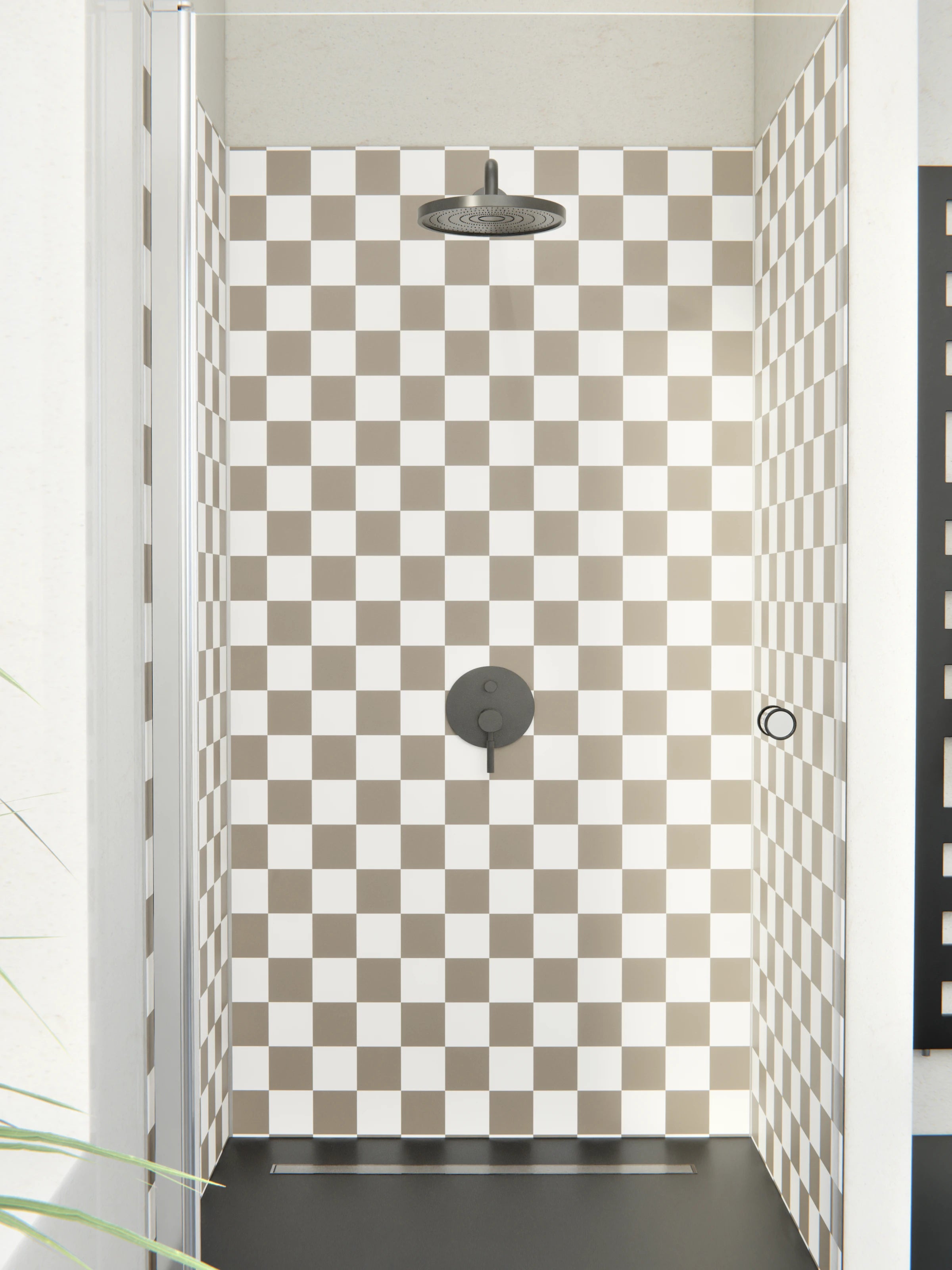 Duschrückwand - Retro - Scacco - Tortora - Scacco