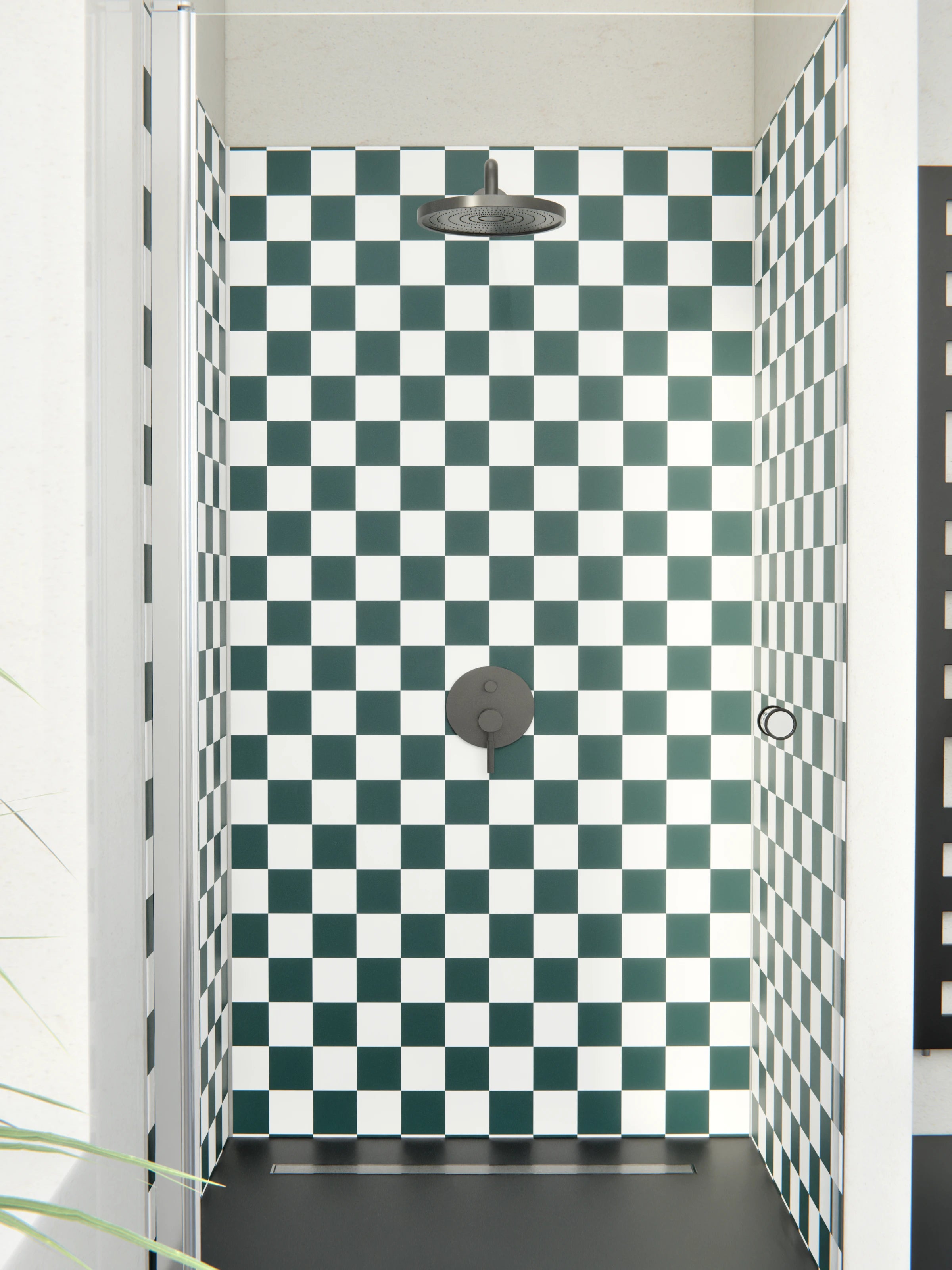 Duschrückwand - Retro - Scacco - Verde petrolio - Scacco