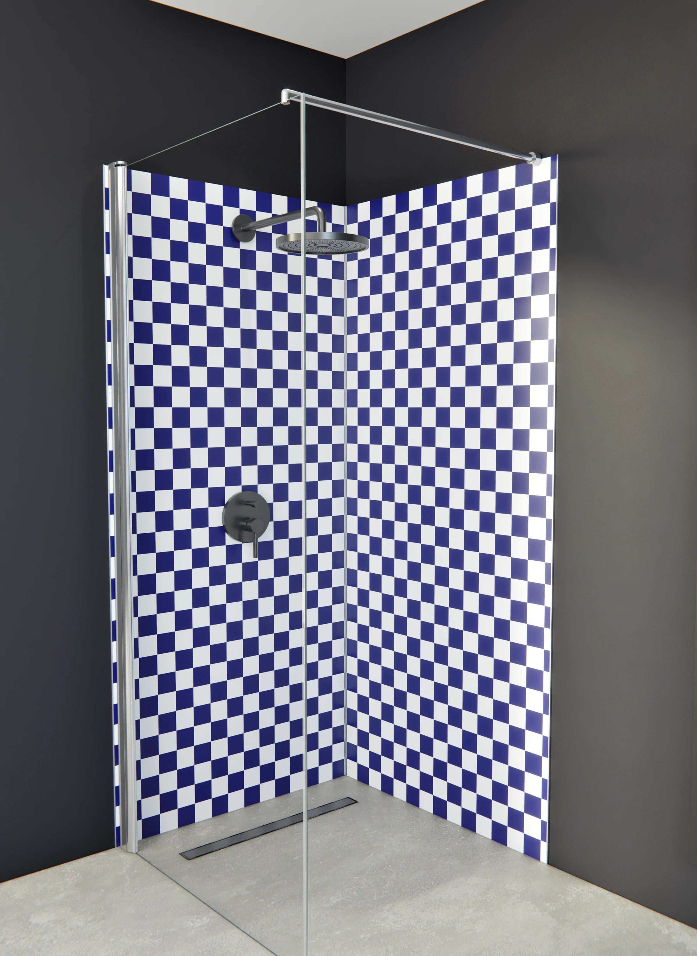 Duschrückwand - Retro - Scacco - Zaffiro - Scacco
