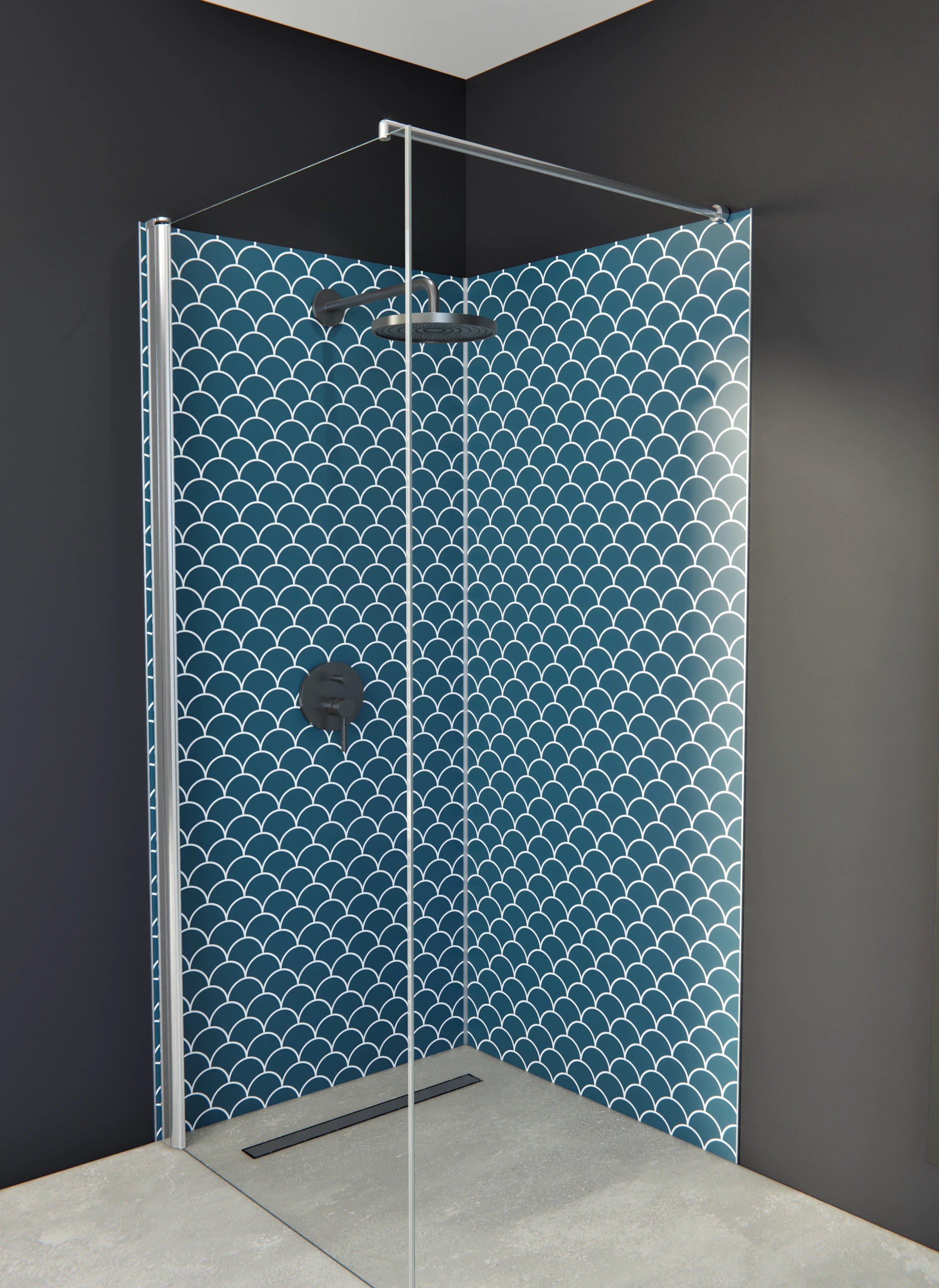 Duschrückwand - Simmetria - Imperiale - Blu Petrolio