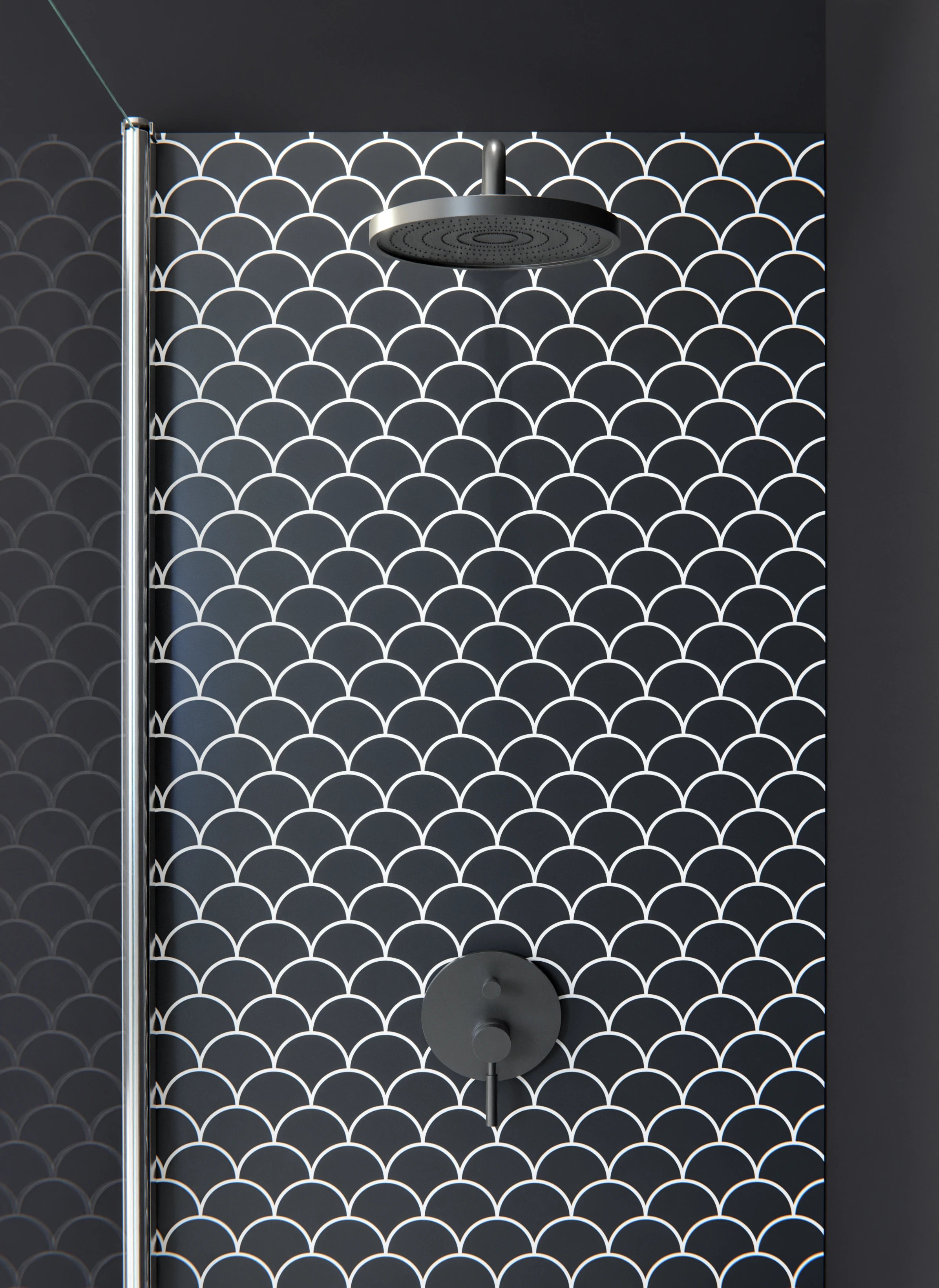 Duschrückwand - Simmetria - Imperiale - Carbone