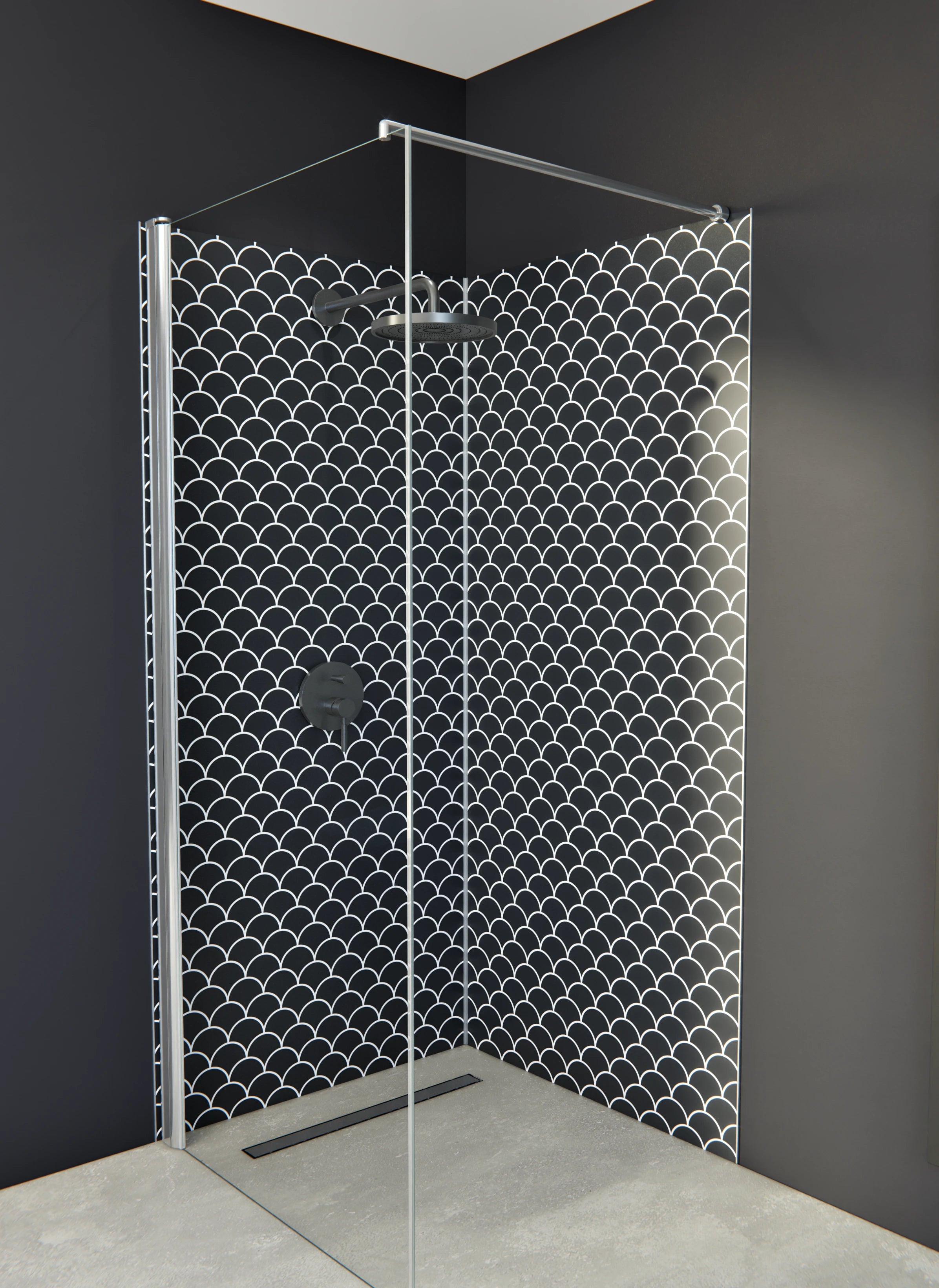 Duschrückwand - Simmetria - Imperiale - Carbone