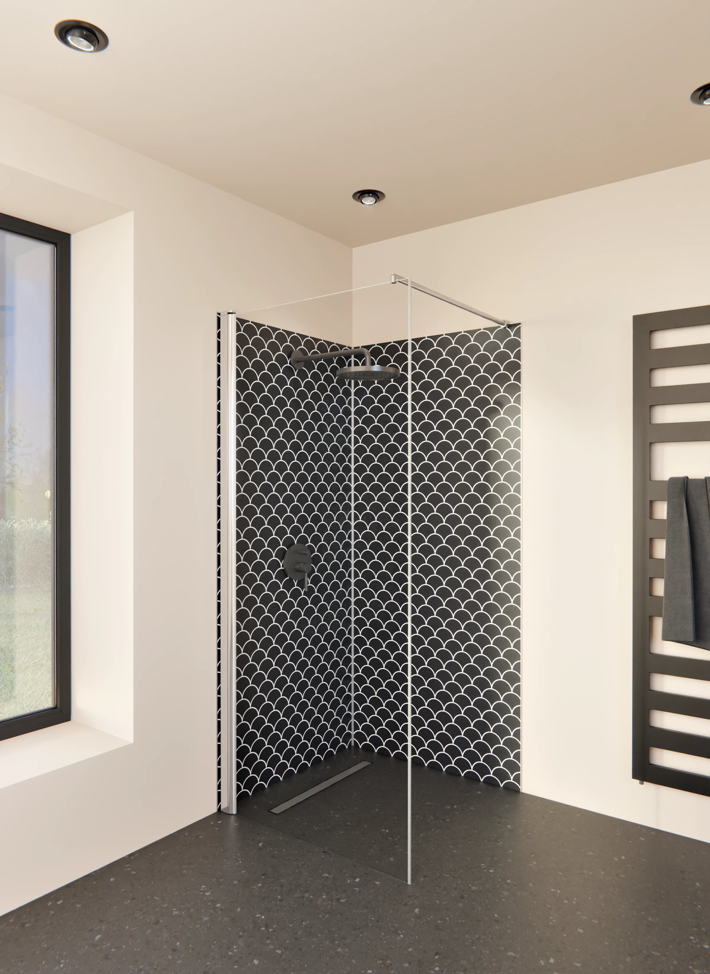 Duschrückwand - Simmetria - Imperiale - Carbone