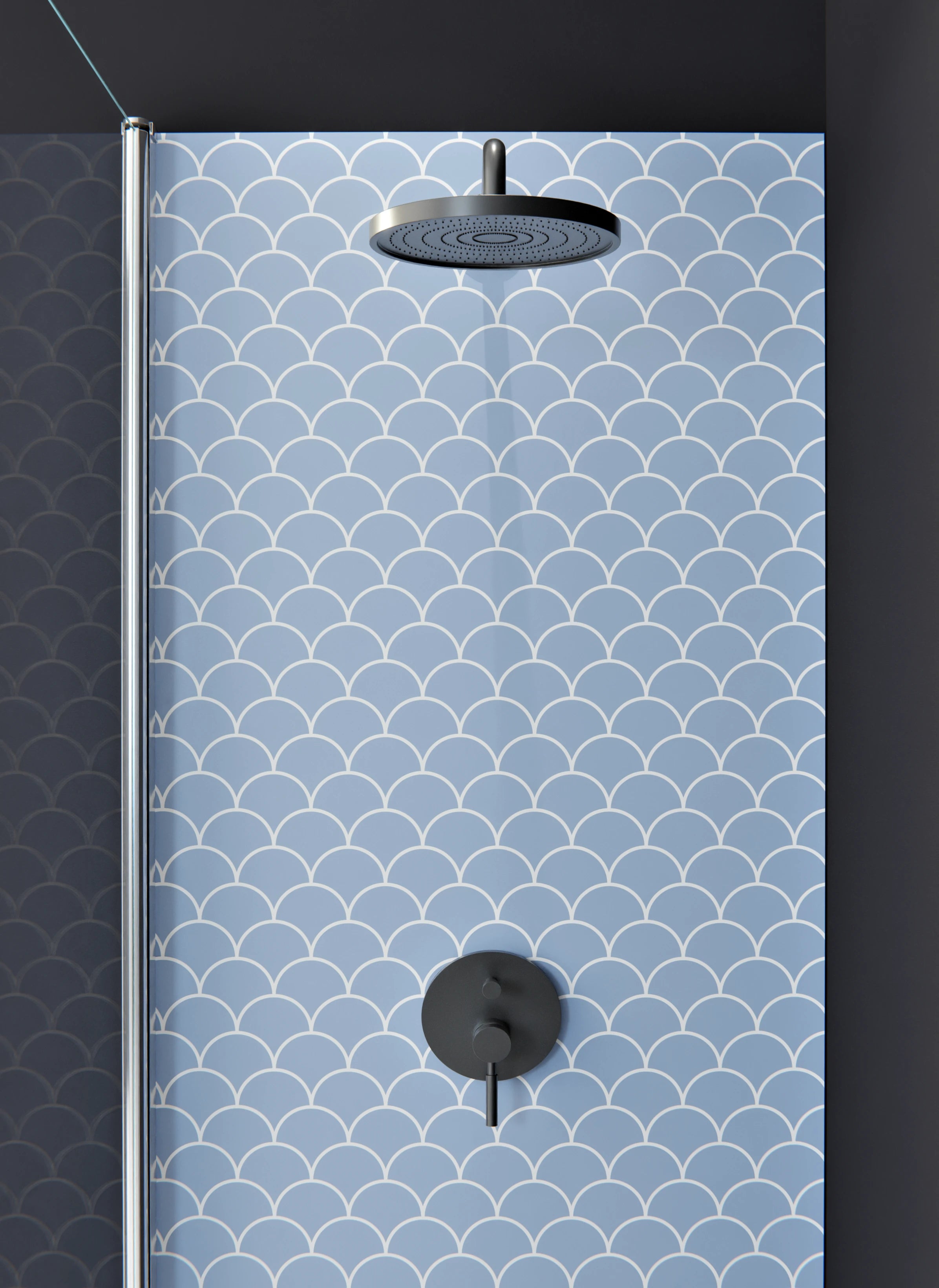 Duschrückwand - Simmetria - Imperiale - Ceruleo