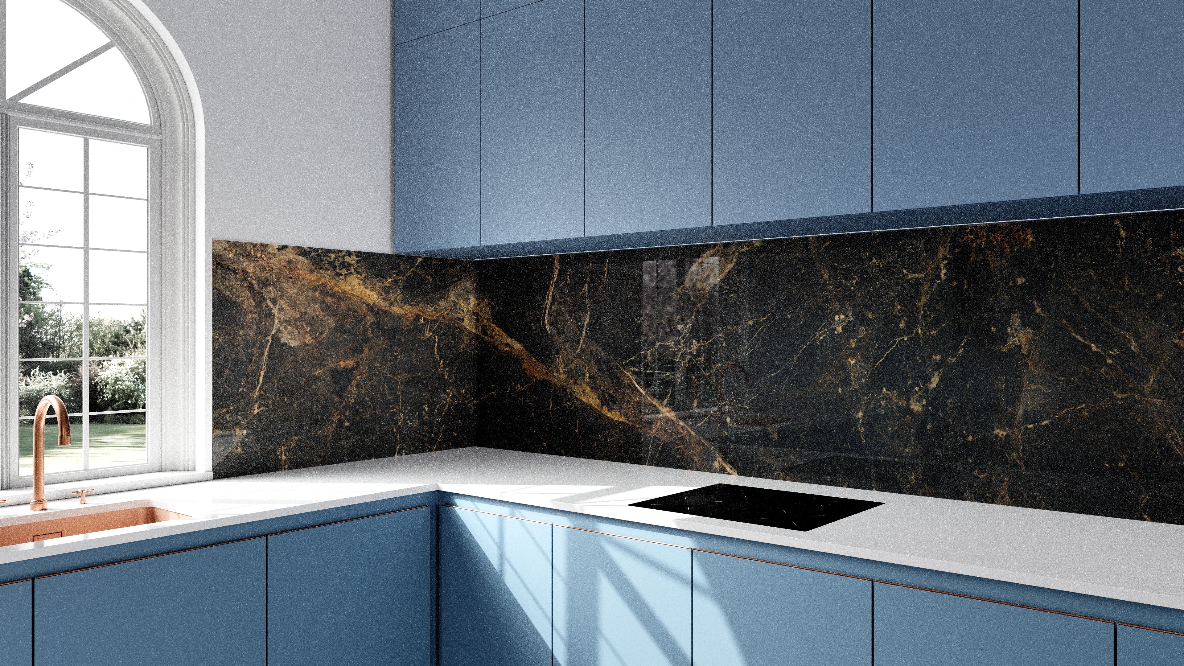 Küchenrückwand - Eleganter Naturstein in dunklen Tönen