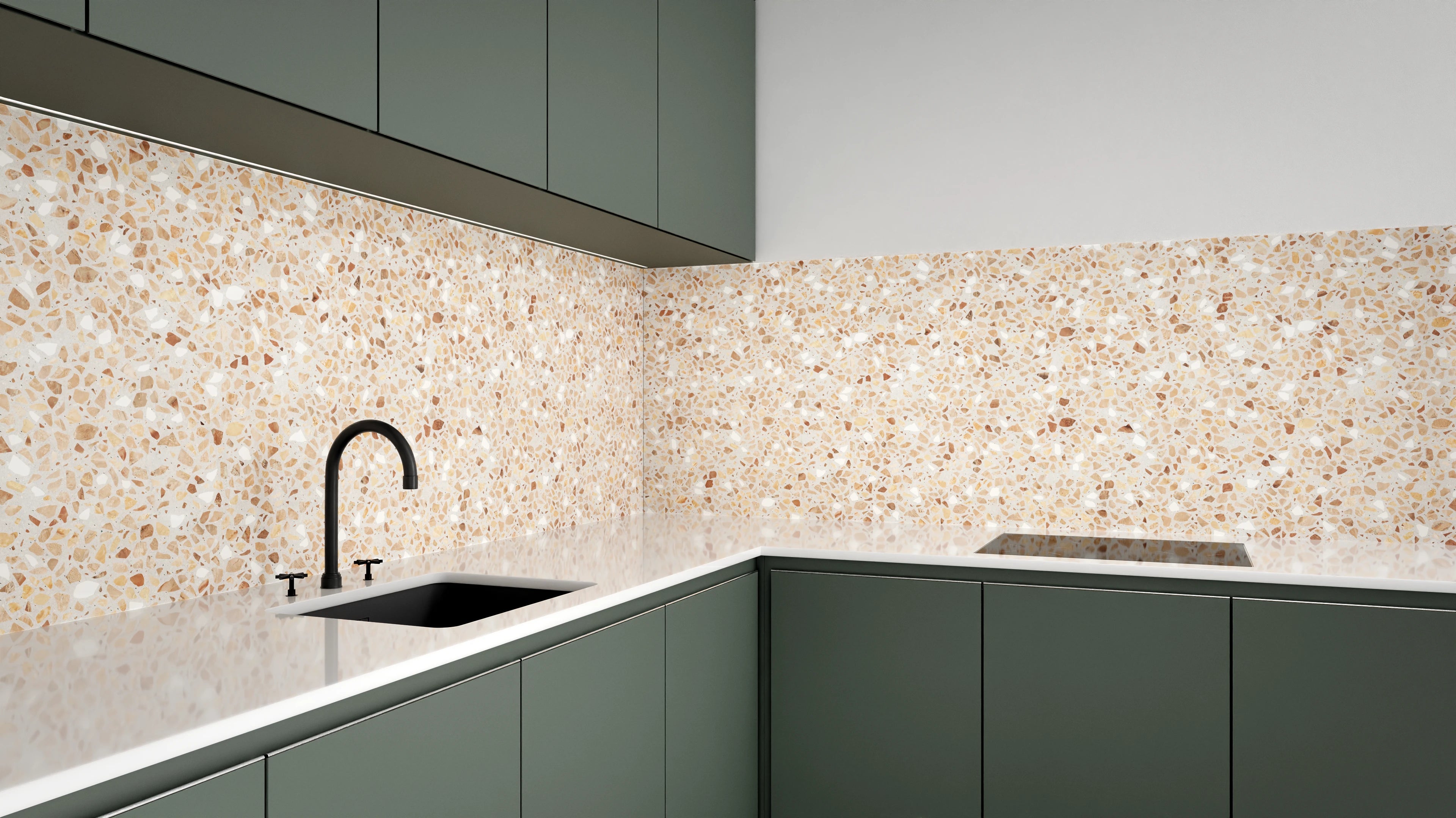 Küchenrückwand - Beige Mosaik Muster - Natürliche Steinoptik