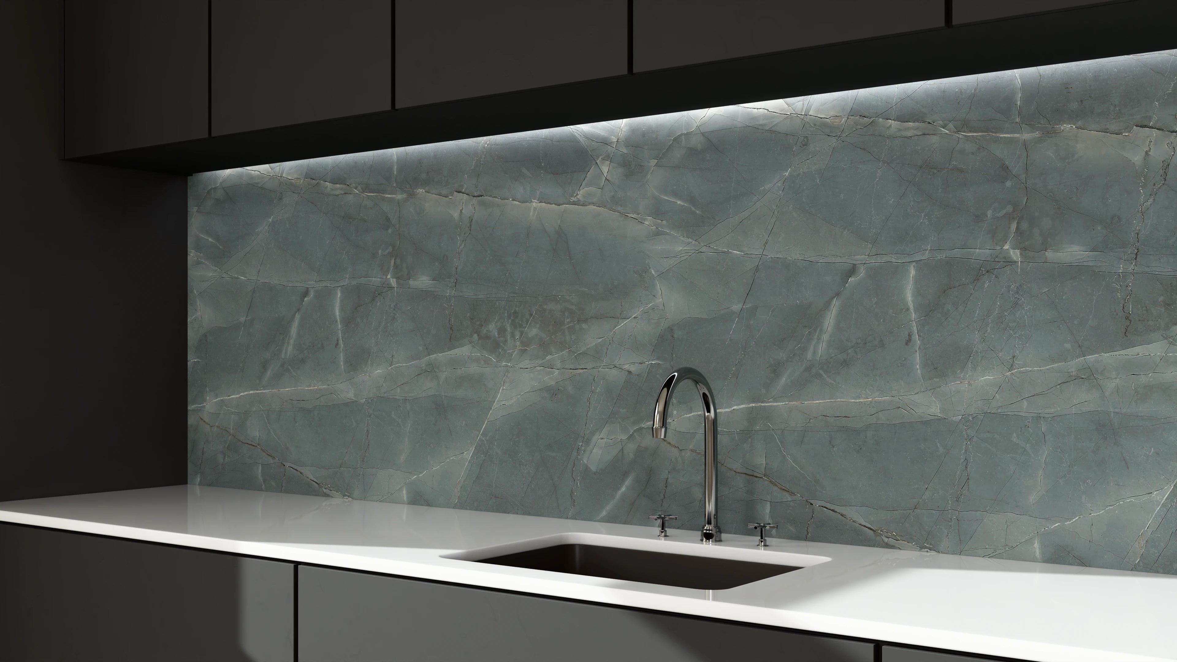 Küchenrückwand - Stone Marble Green-Grey