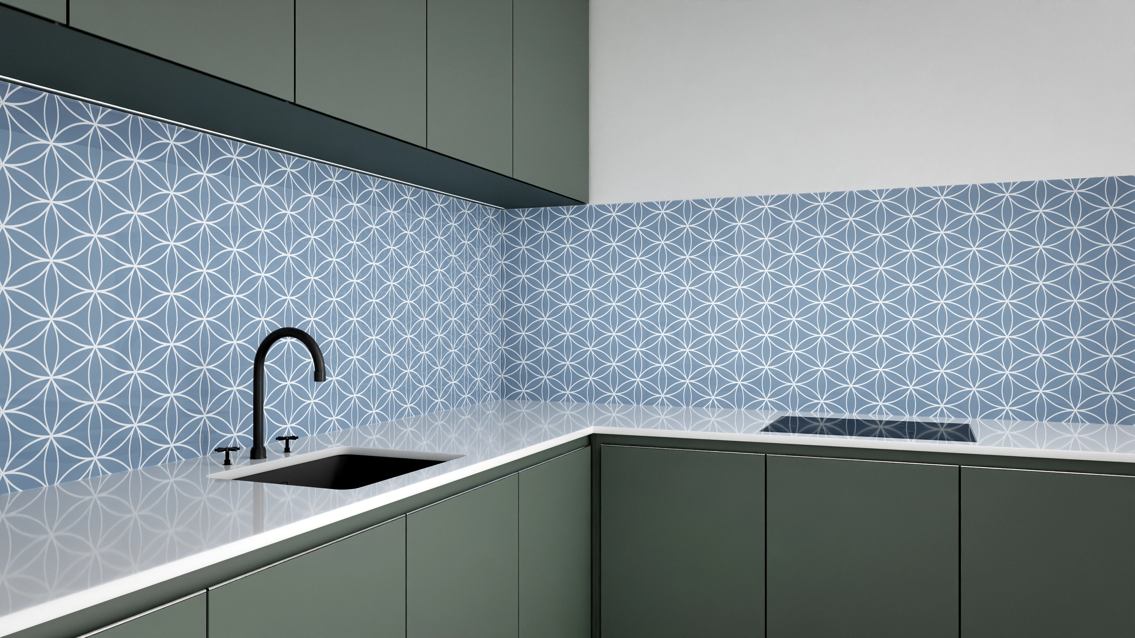Küchenrückwand - Geometrica - Fiori - Azzurro polvere Slide 3
