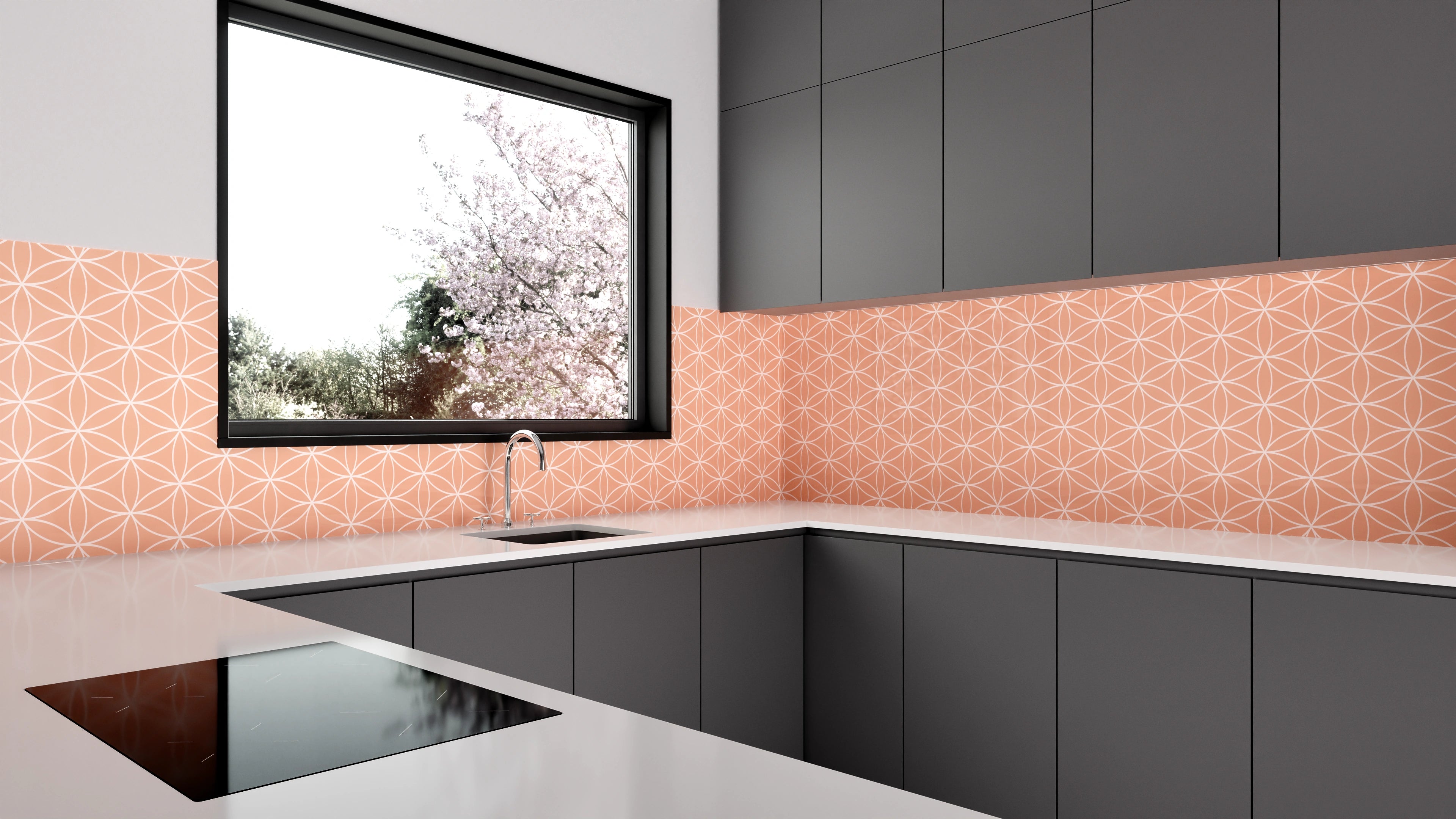 Küchenrückwand - Geometrica - Fiori - Salmone Slide 1