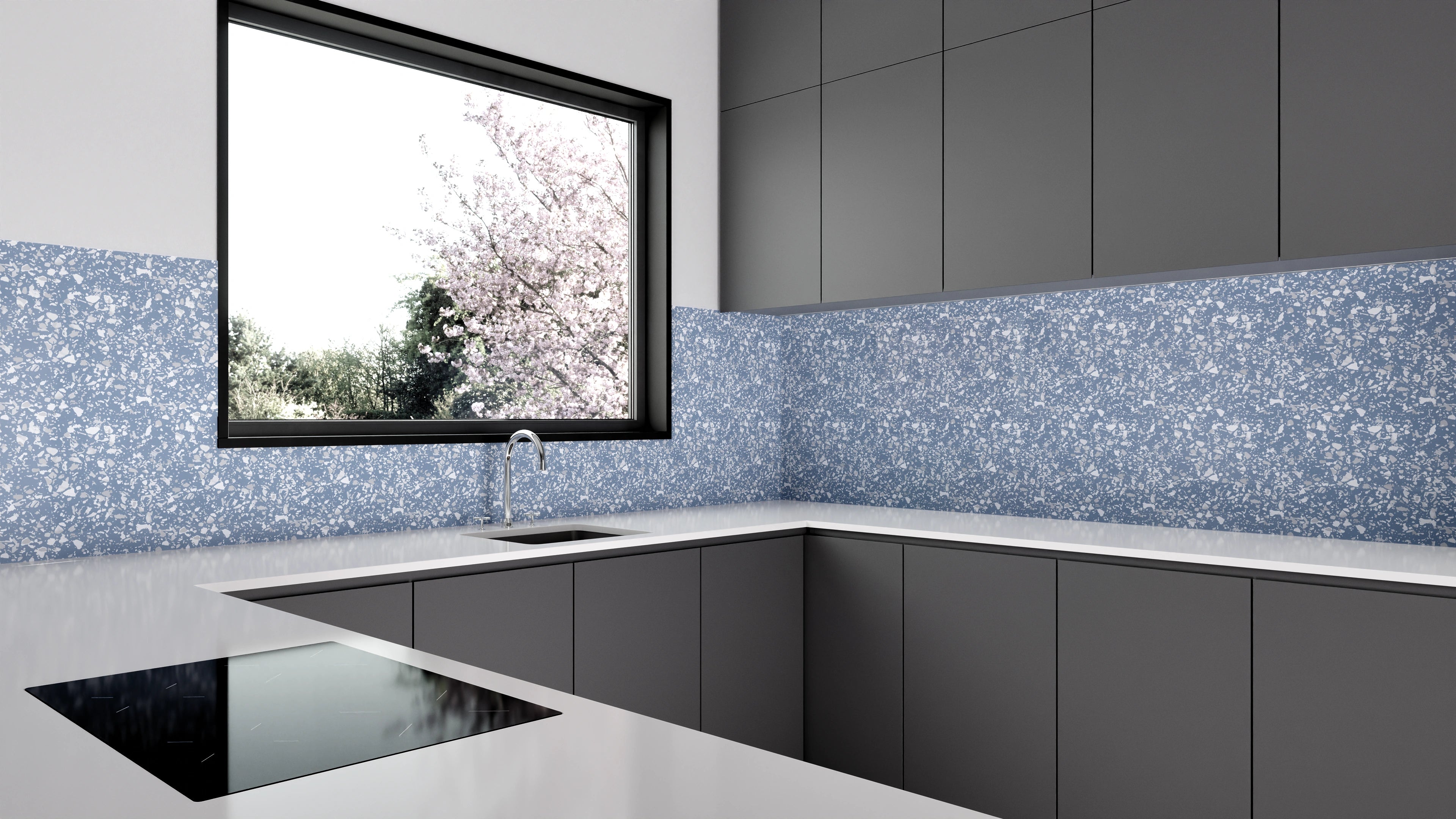 Küchenrückwand - Pietre - Terrazzo - Azzurro polvere Slide 1