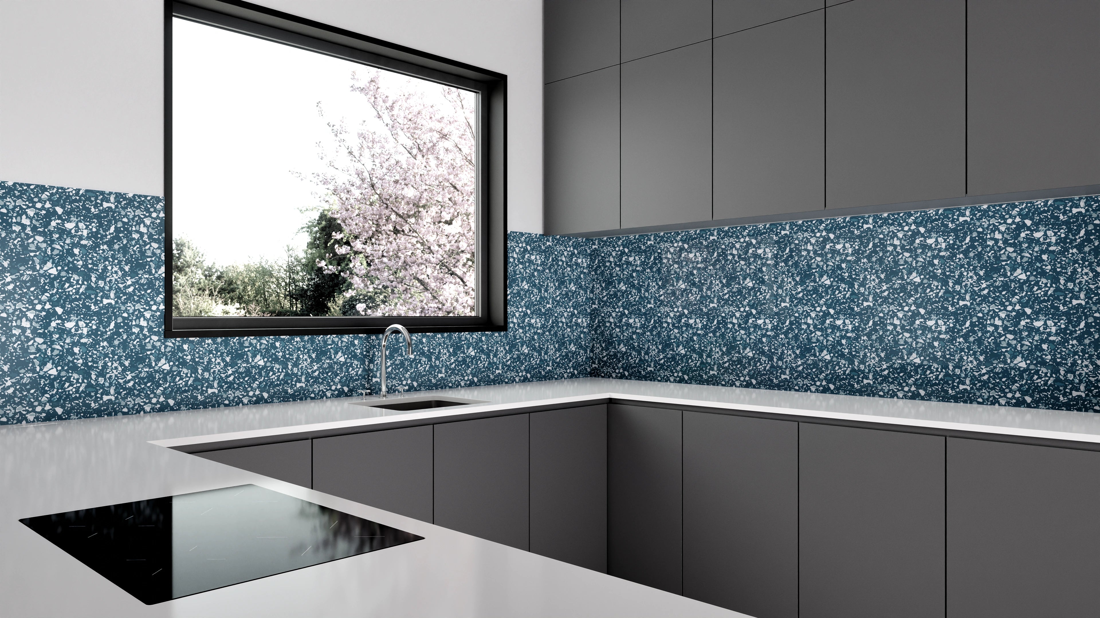 Küchenrückwand - Pietre - Terrazzo - Blu Petrolio Slide 1
